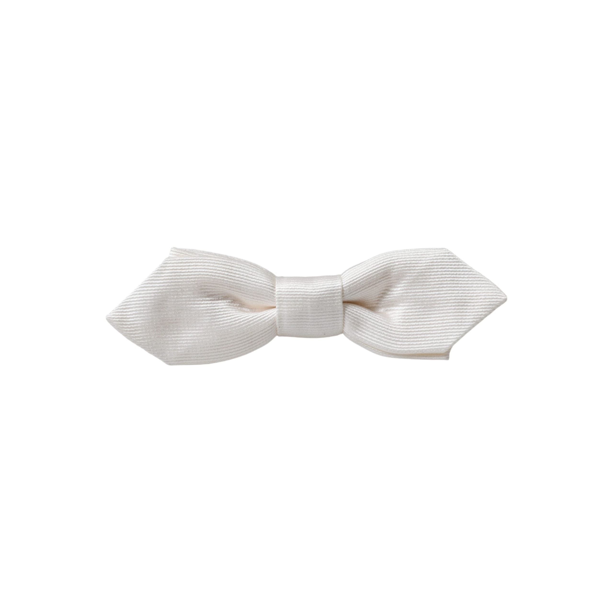 Dolce & Gabbana White Silk Adjustable Neck Papillon Bow Tie