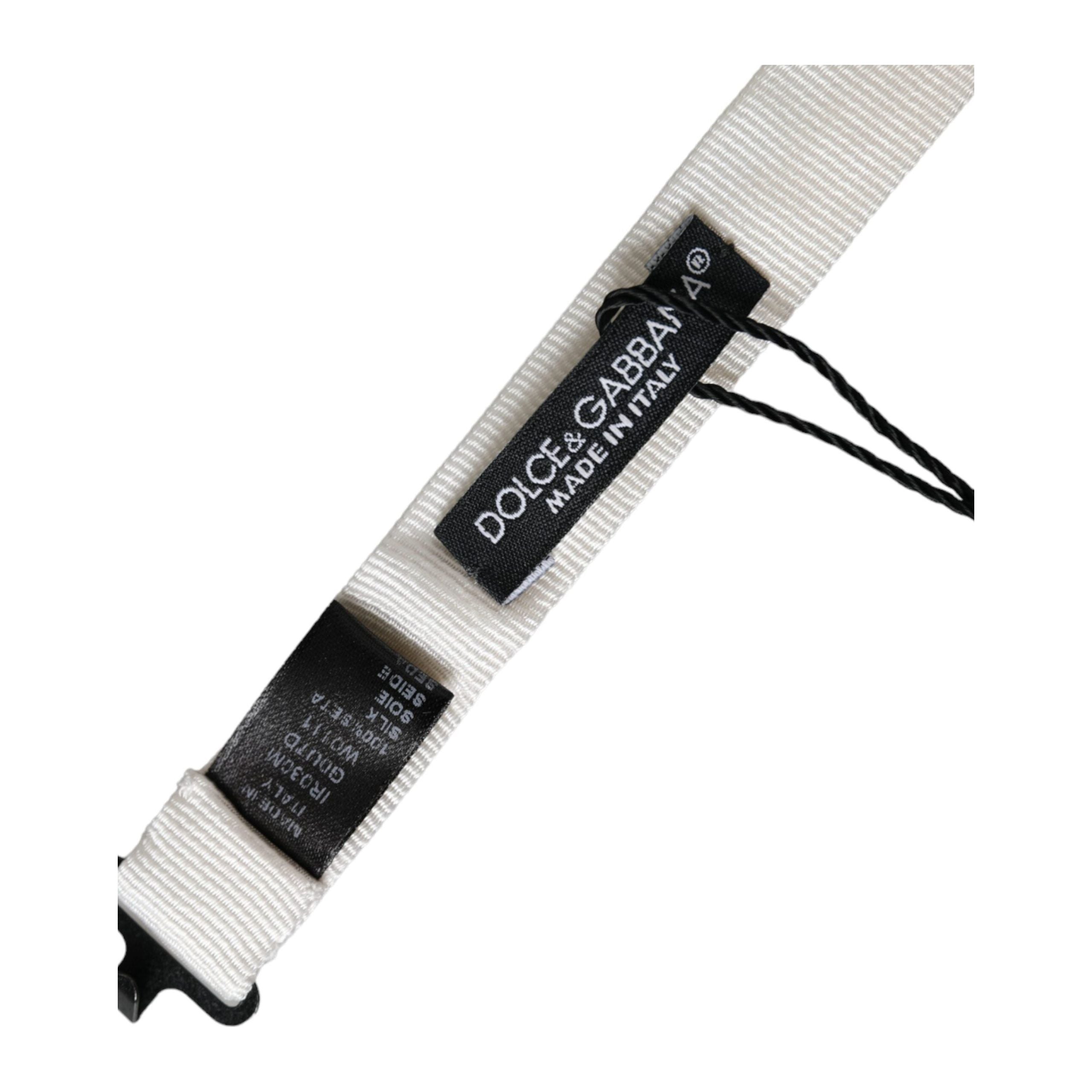 Dolce & Gabbana White Silk Adjustable Neck Papillon Bow Tie