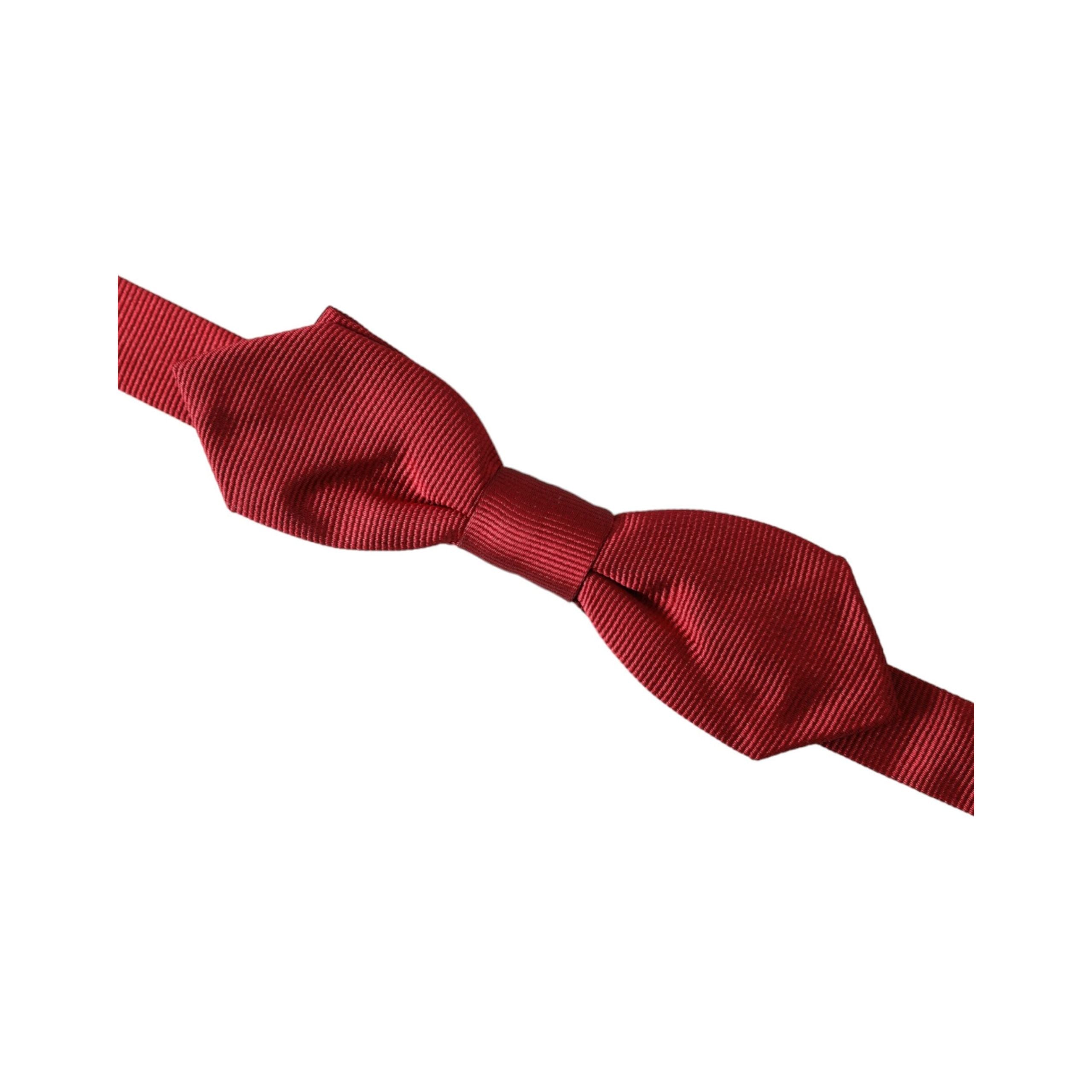 Dolce & Gabbana Red Silk Jacquard Adjustable Neck Bow Tie