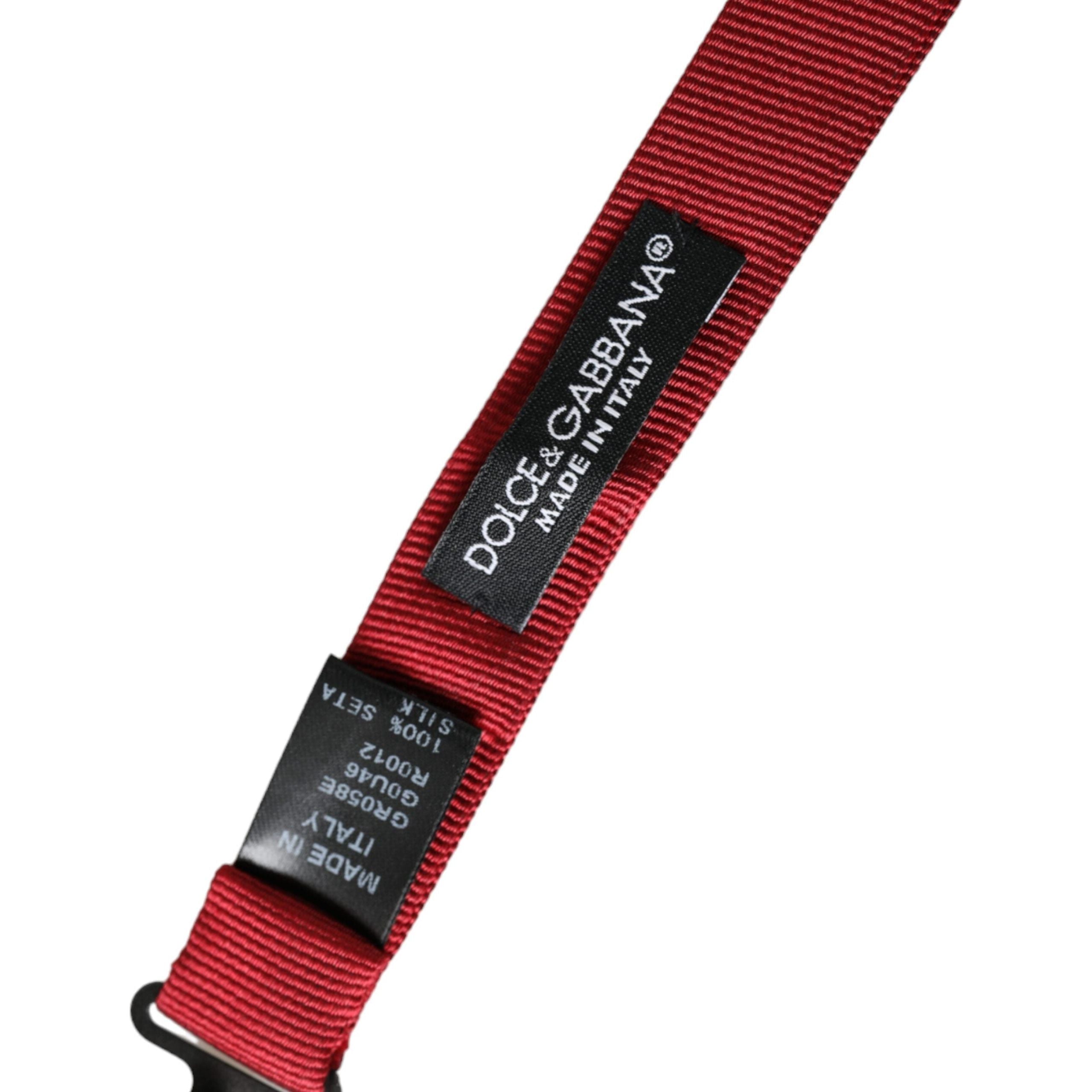 Dolce & Gabbana Red Silk Jacquard Adjustable Neck Bow Tie