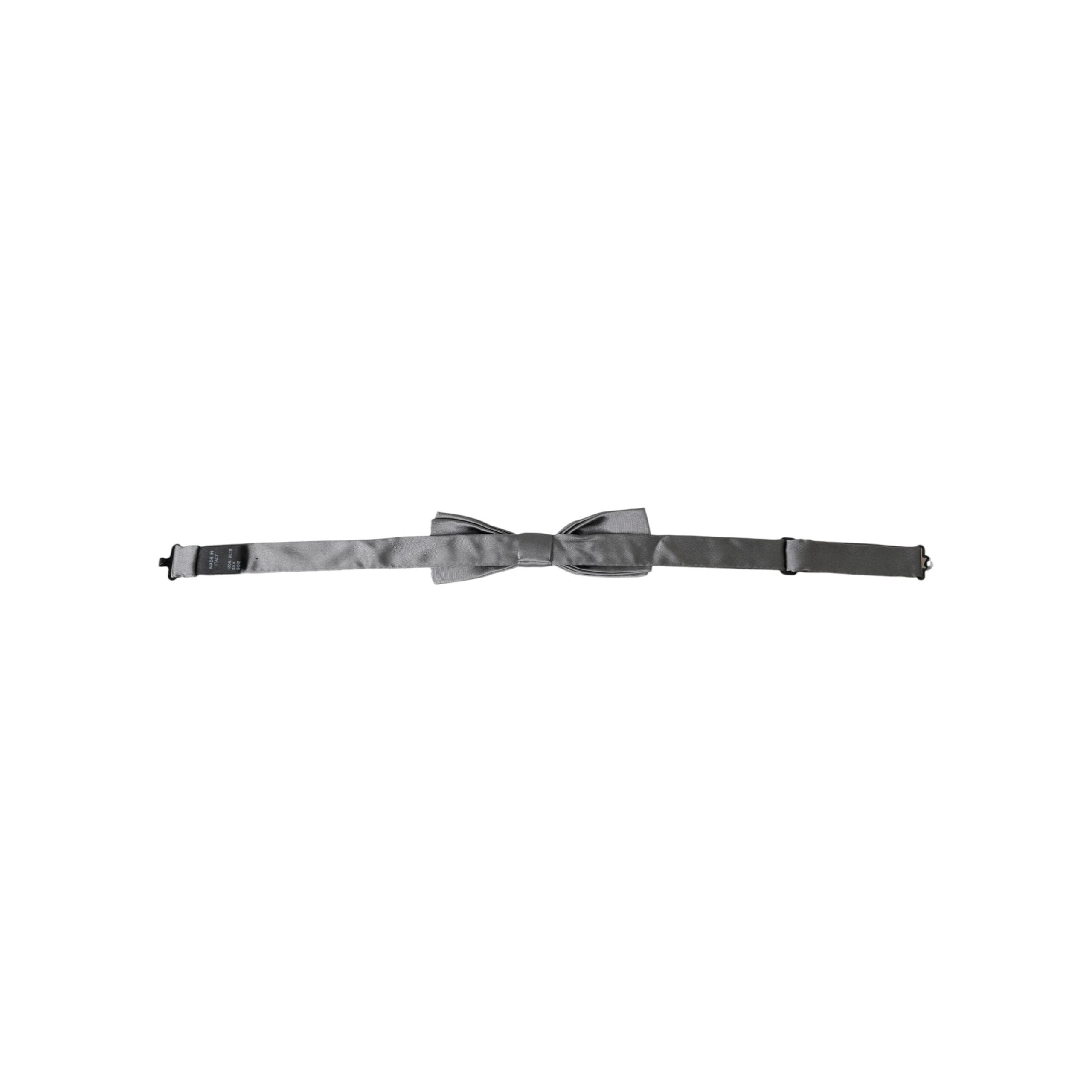 Dolce & Gabbana Gray Satin Silk Papillon Bow Tie