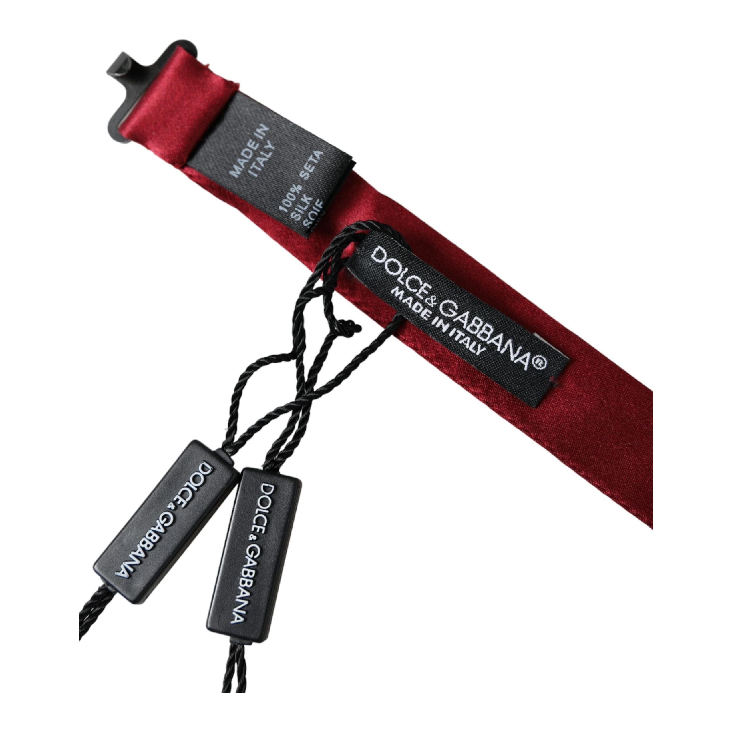 Dolce & Gabbana Red Satin Silk Adjustable Neck Bow Tie