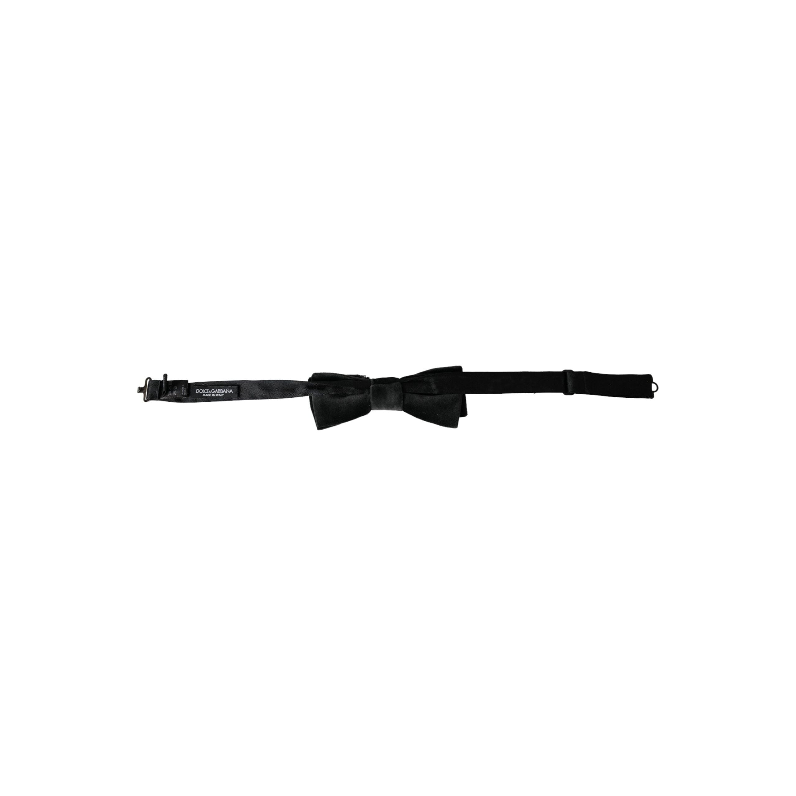 Dolce & Gabbana Black Velvet Cotton Adjustable Neck Bow Tie