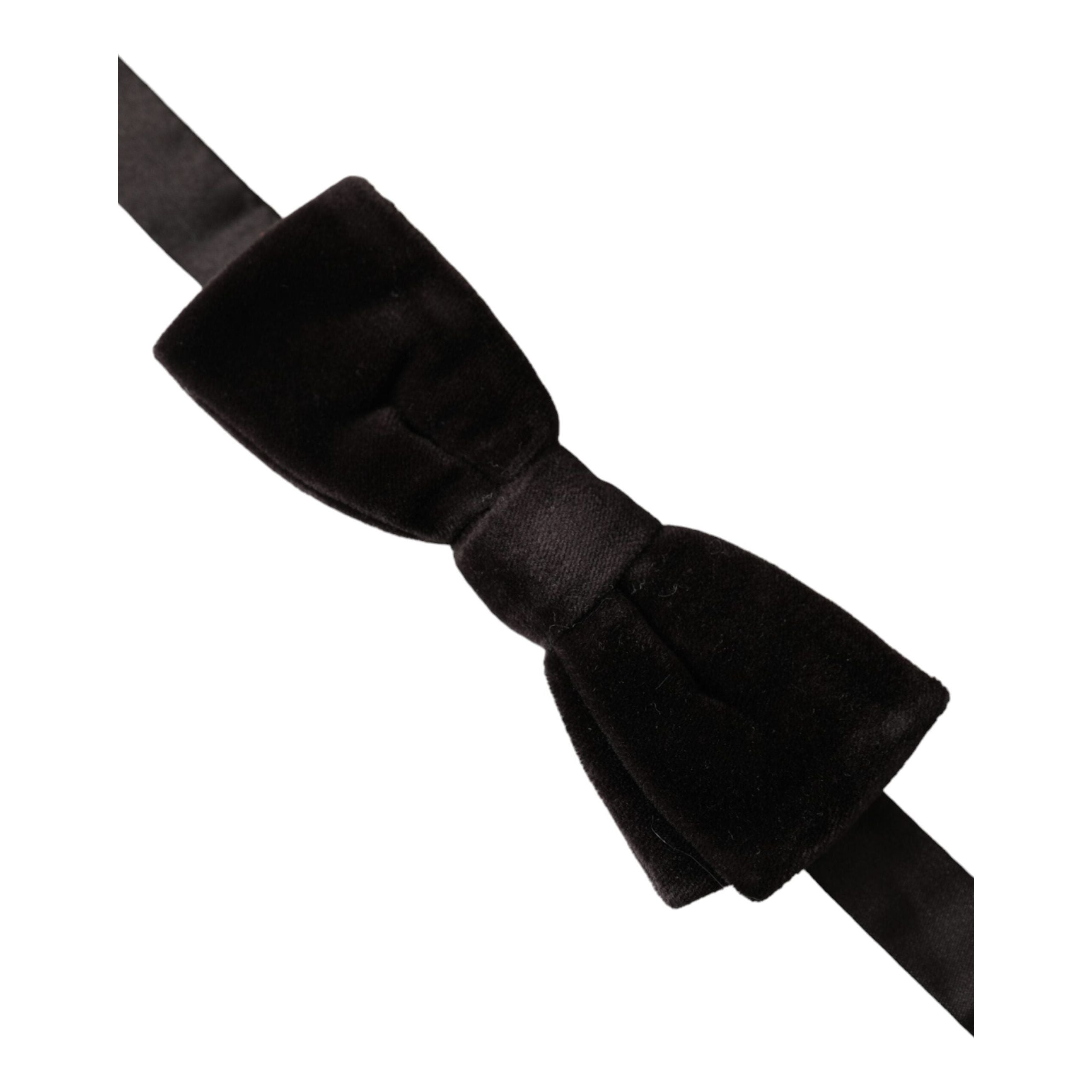 Dolce & Gabbana Black Velvet Cotton Bow Tie