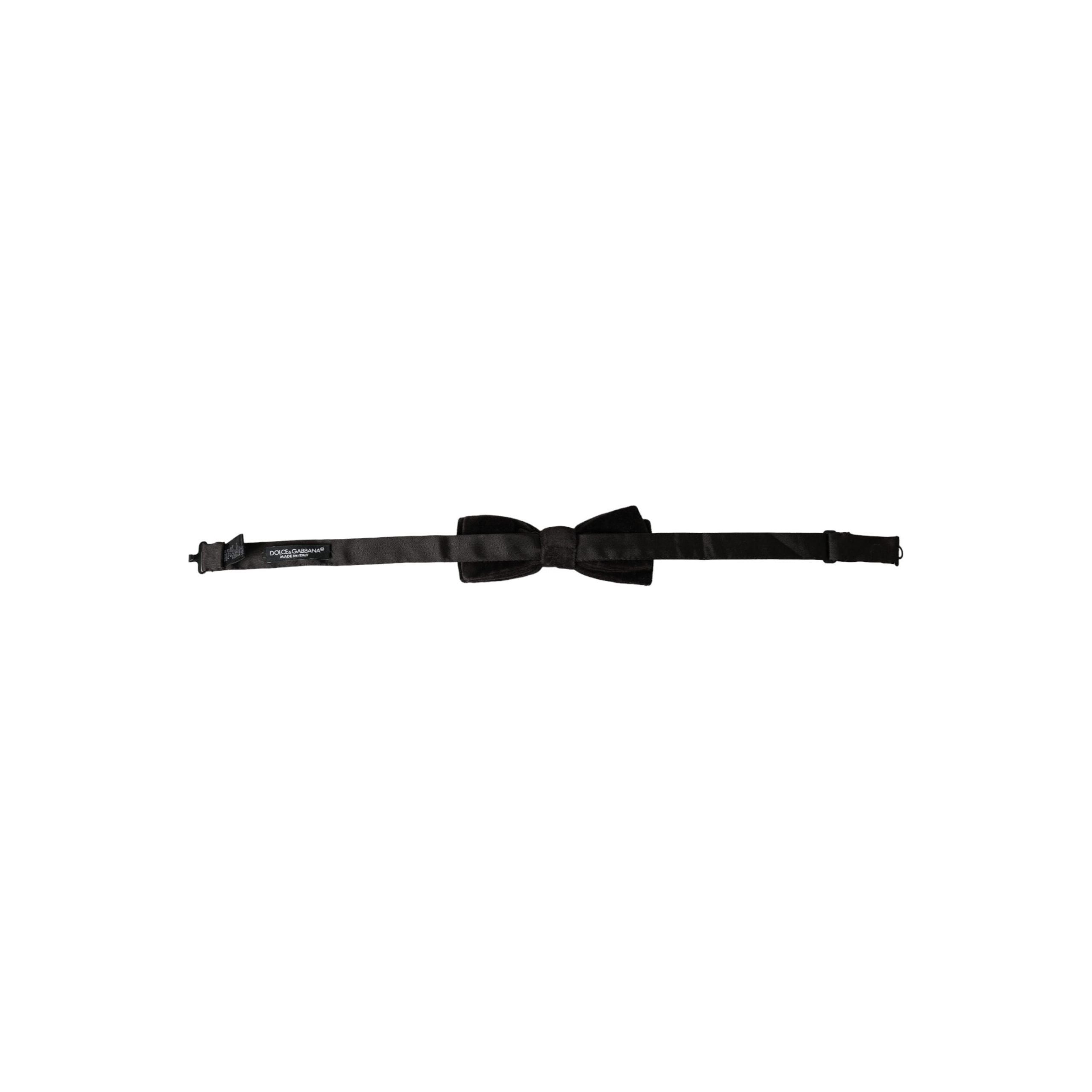 Dolce & Gabbana Black Velvet Cotton Bow Tie