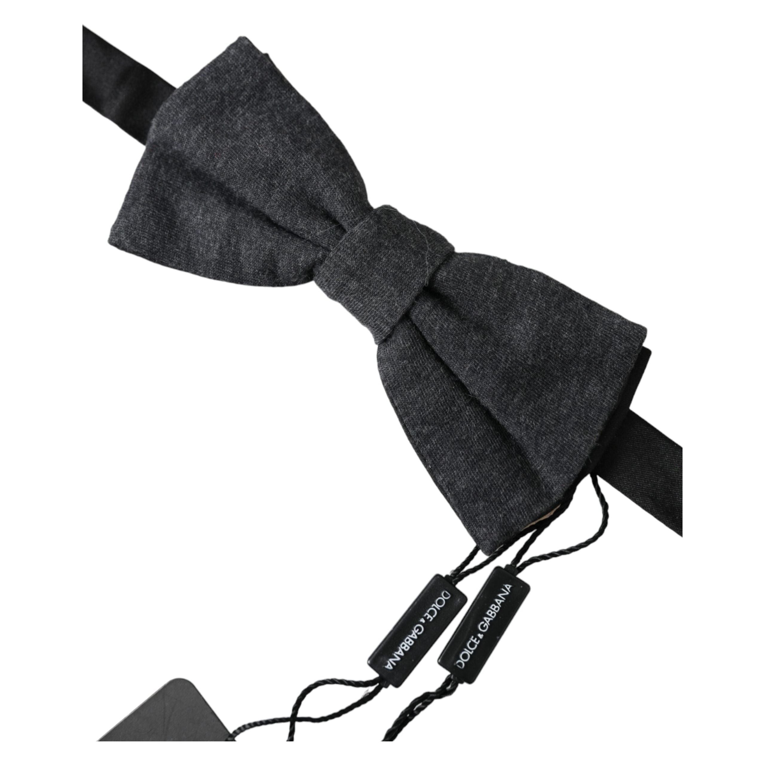 Dolce & Gabbana Dark Gray Silk Adjustable Neck Bow Tie