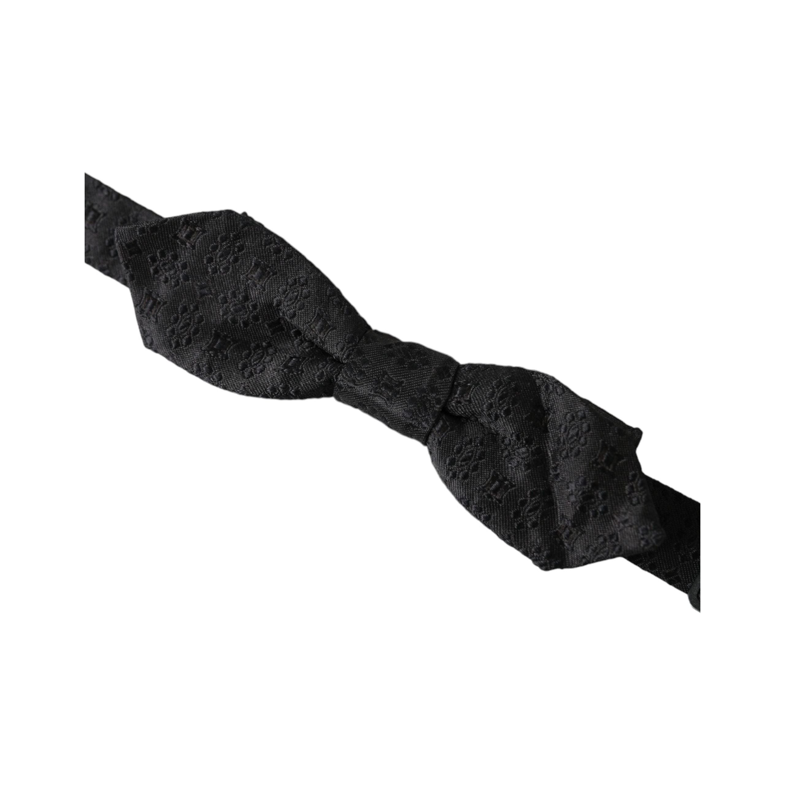 Dolce & Gabbana Black Silk Fantasy Adjustable Neck Bow Tie