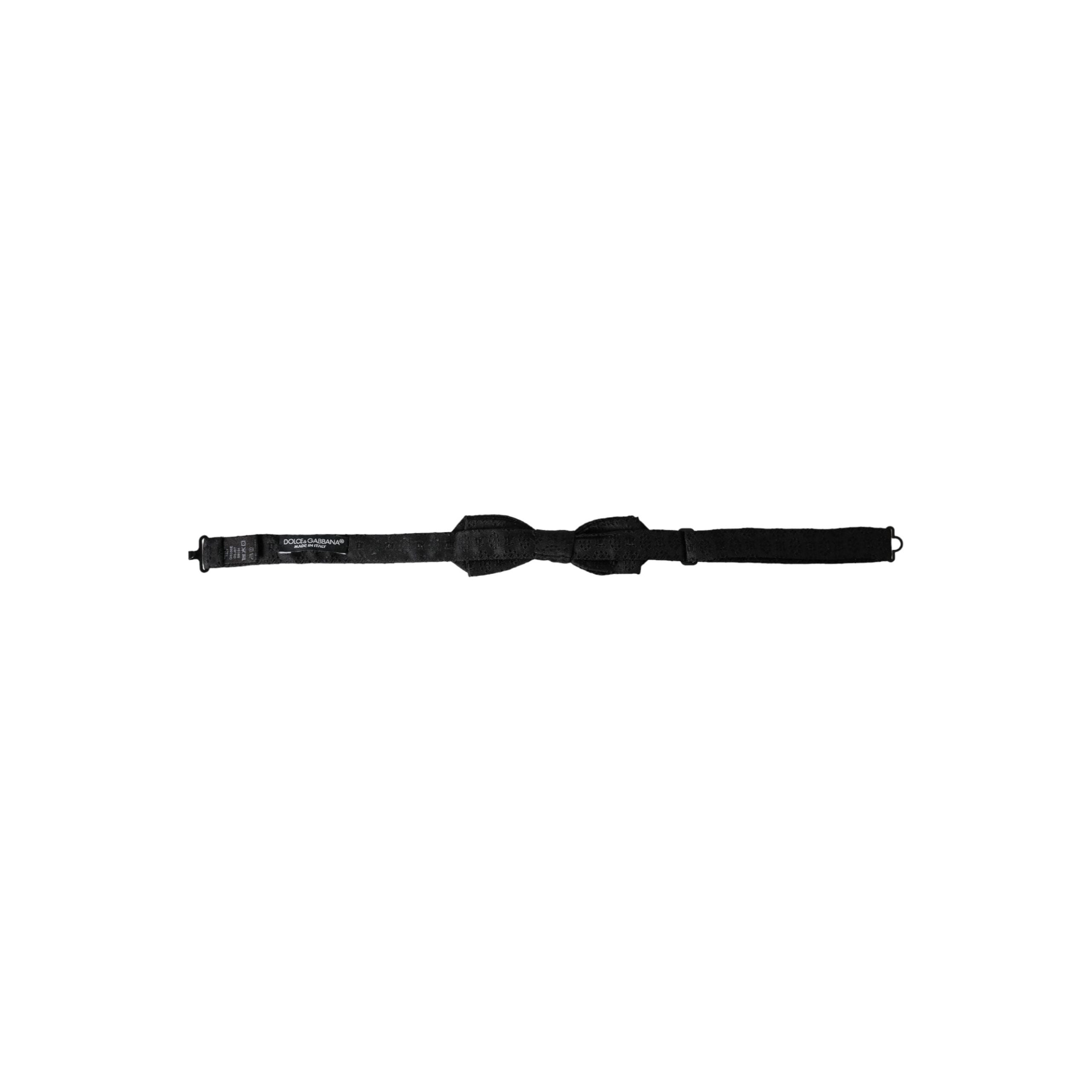 Dolce & Gabbana Black Silk Fantasy Adjustable Neck Bow Tie
