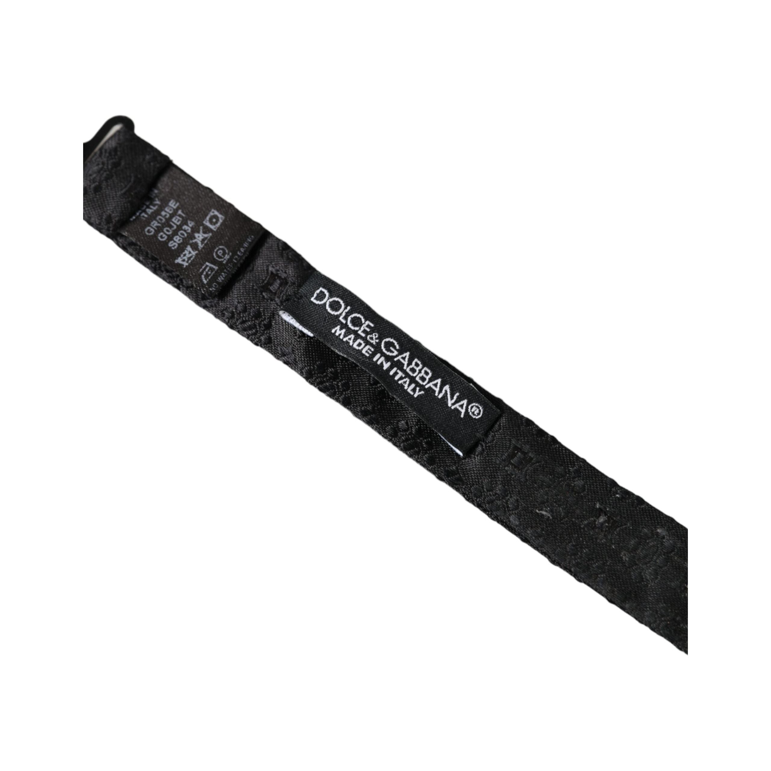 Dolce & Gabbana Black Silk Fantasy Adjustable Neck Bow Tie