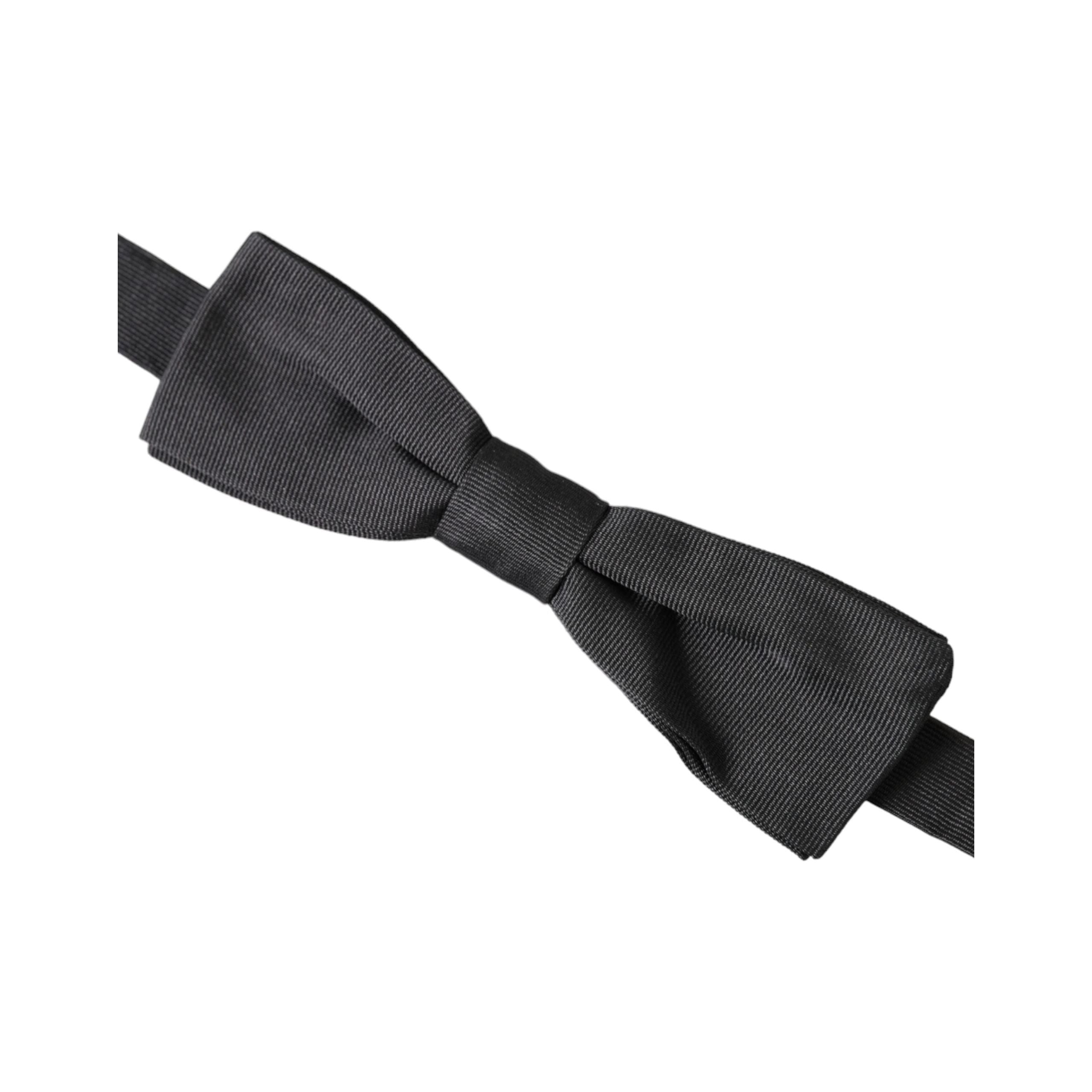 Dolce & Gabbana Black Silk Adjustable Neck Bow Tie