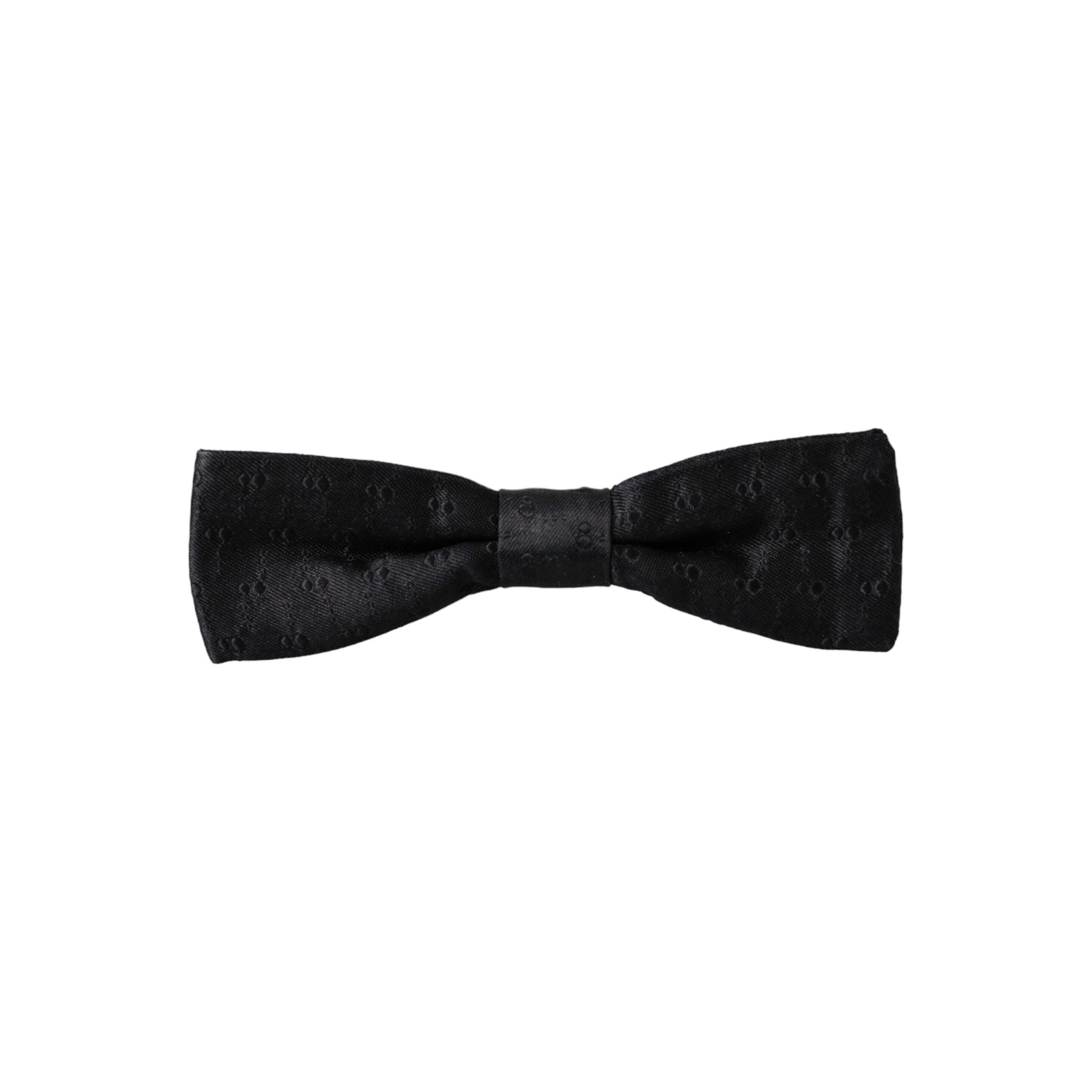 Dolce & Gabbana Black Silk Patterned Adjustable Neck Bow Tie