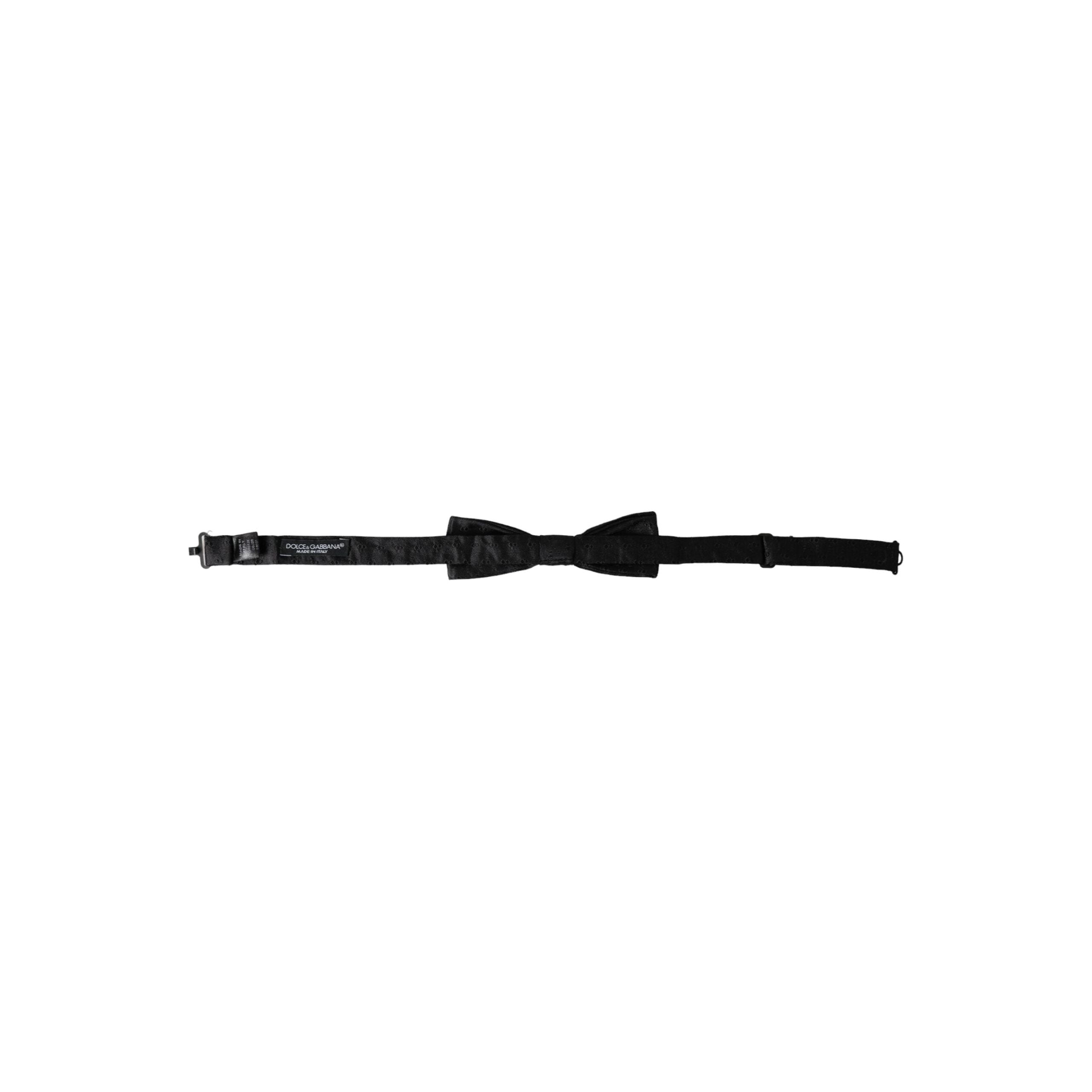 Dolce & Gabbana Black Silk Patterned Adjustable Neck Bow Tie