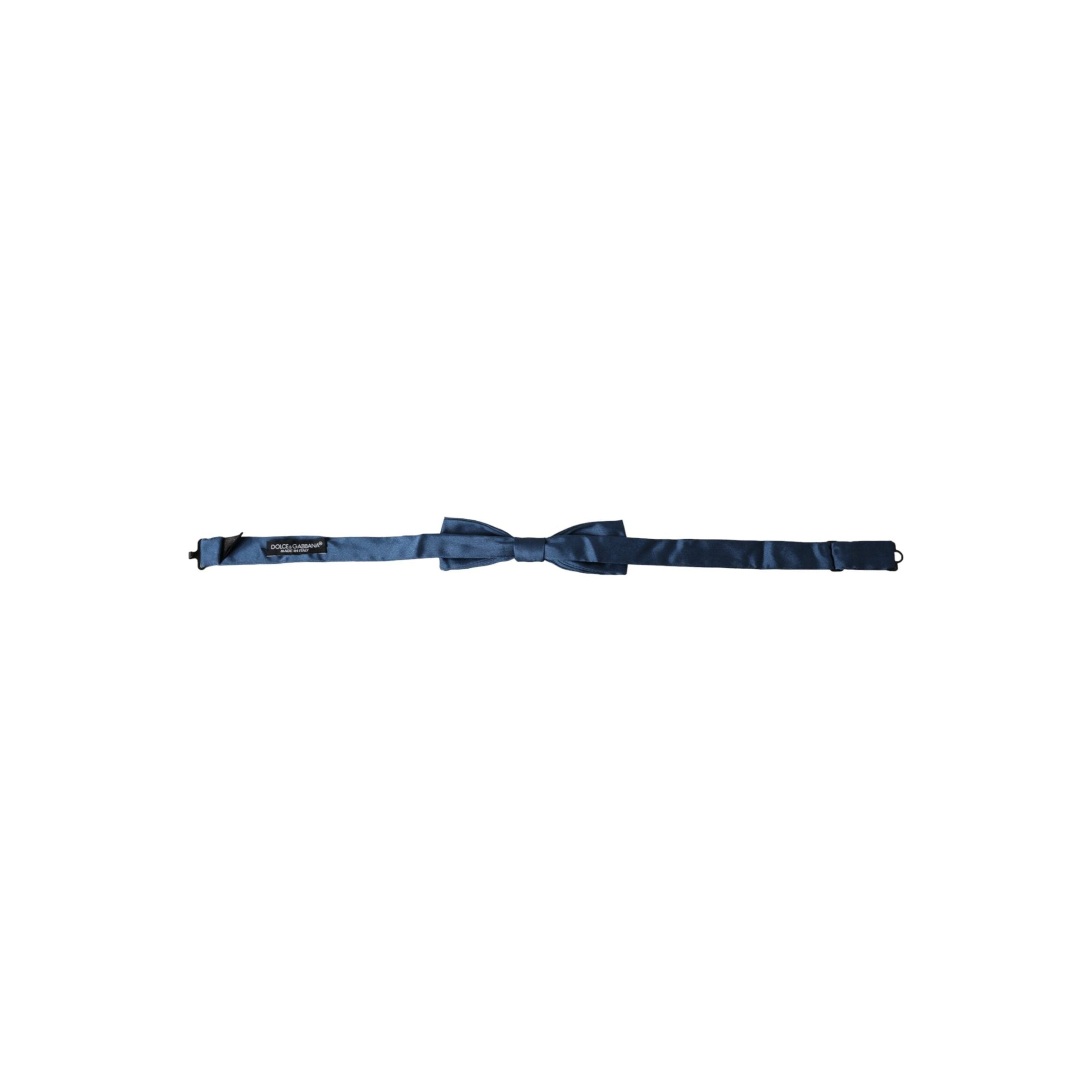 Dolce & Gabbana Blue Satin Silk Adjustable Neck Bow Tie
