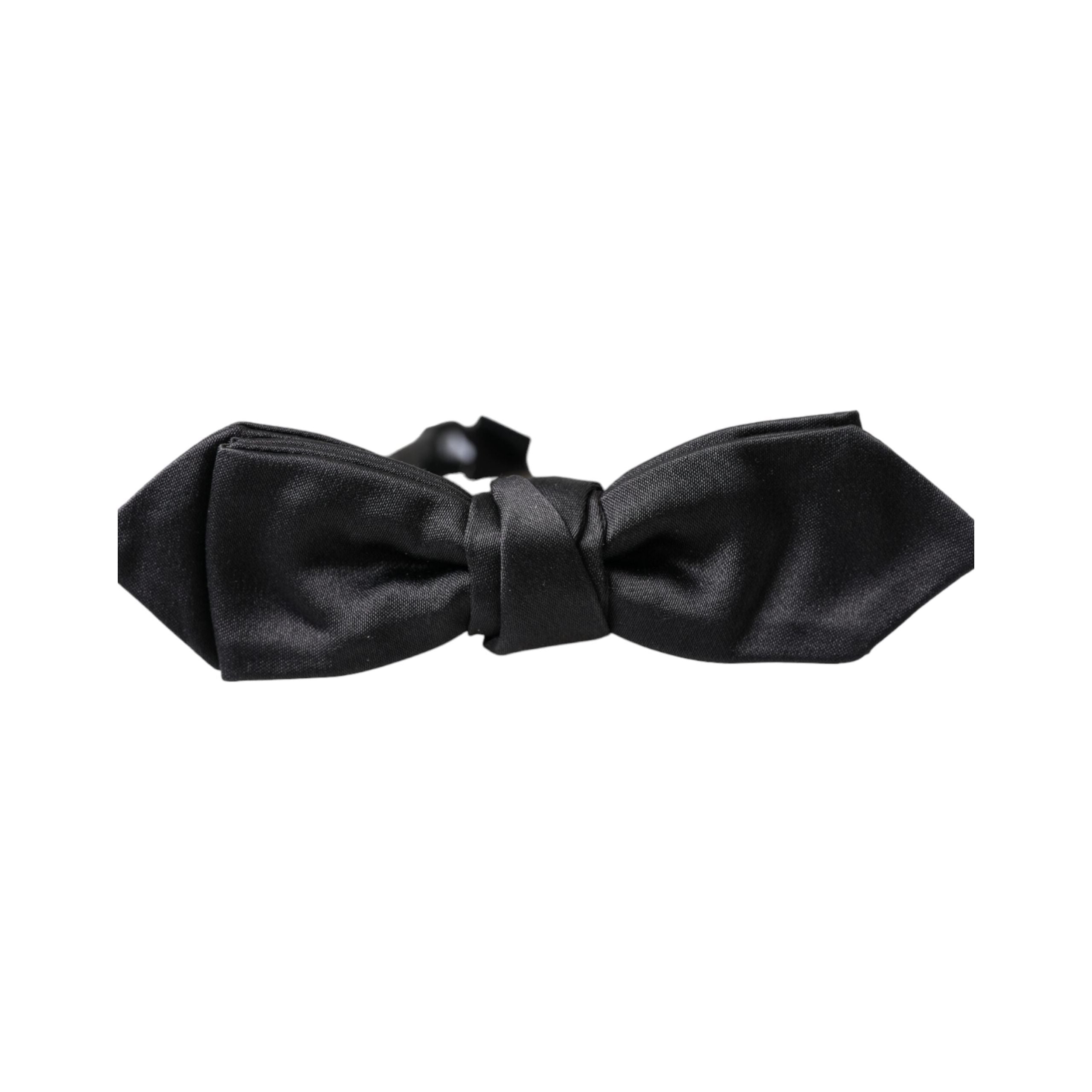 Dolce & Gabbana Black Satin Silk Adjustable Neck Bow Tie