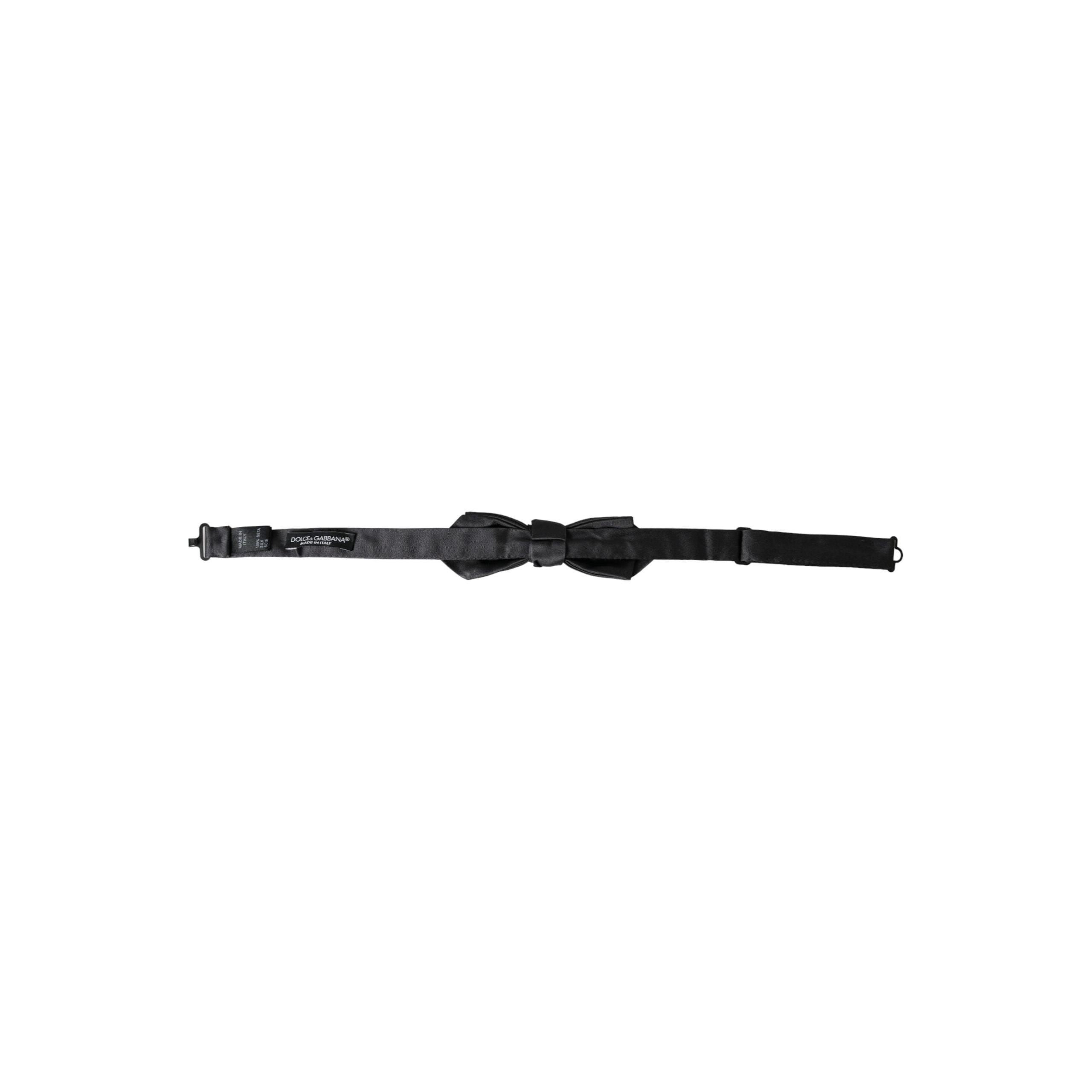 Dolce & Gabbana Black Satin Silk Adjustable Neck Bow Tie