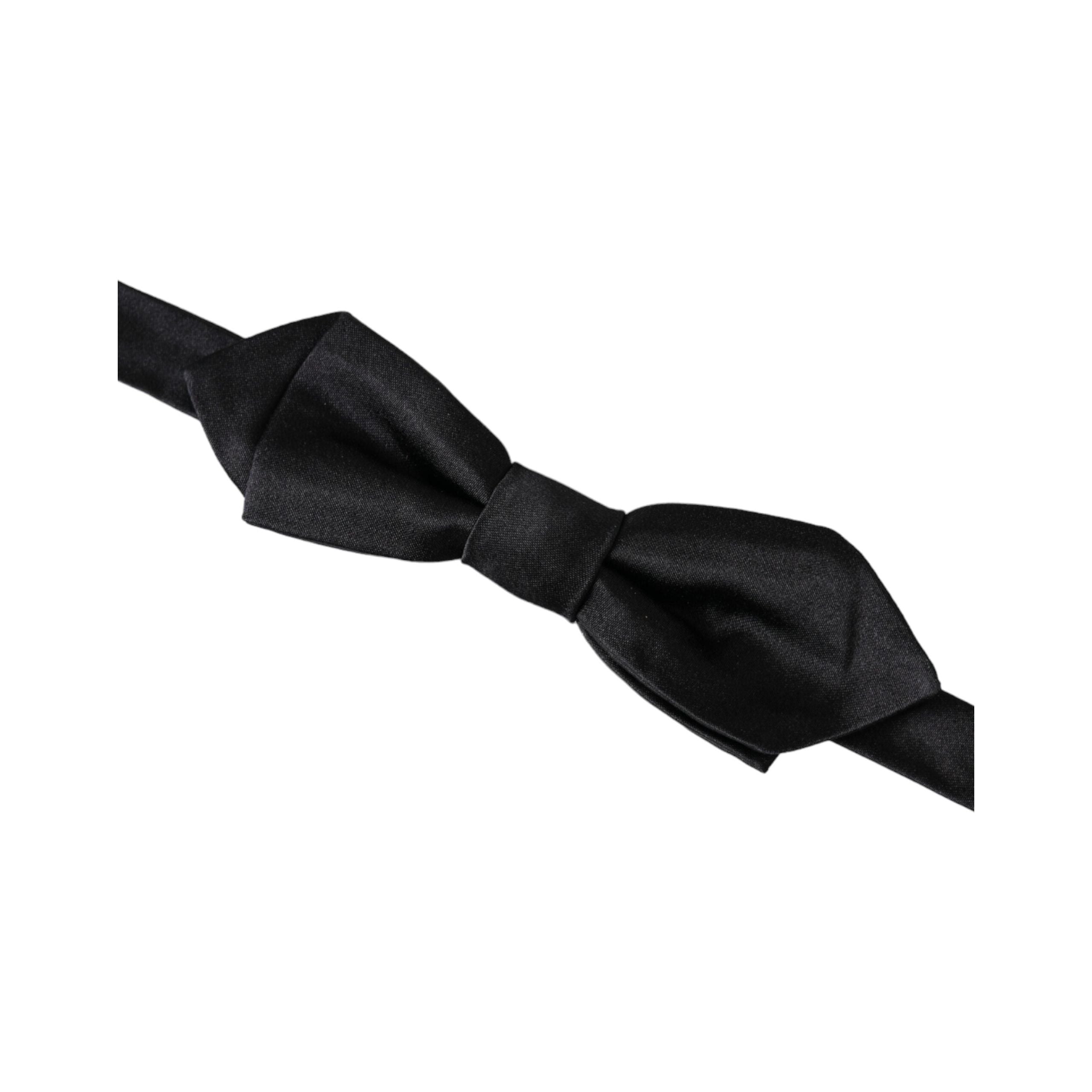 Dolce & Gabbana Black Silk Adjustable Neck Bow Tie