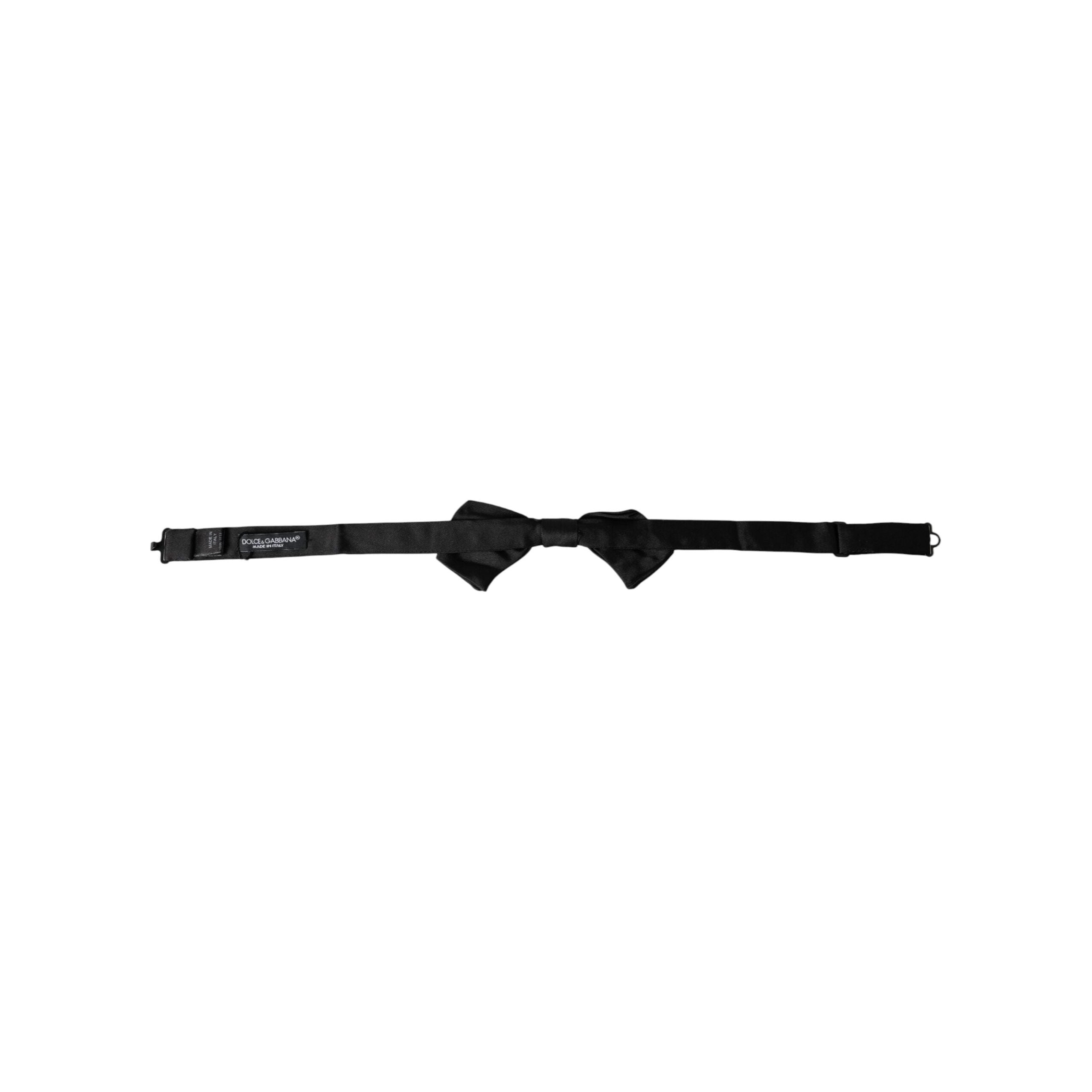 Dolce & Gabbana Black Satin Silk Adjustable Neck Bow Tie