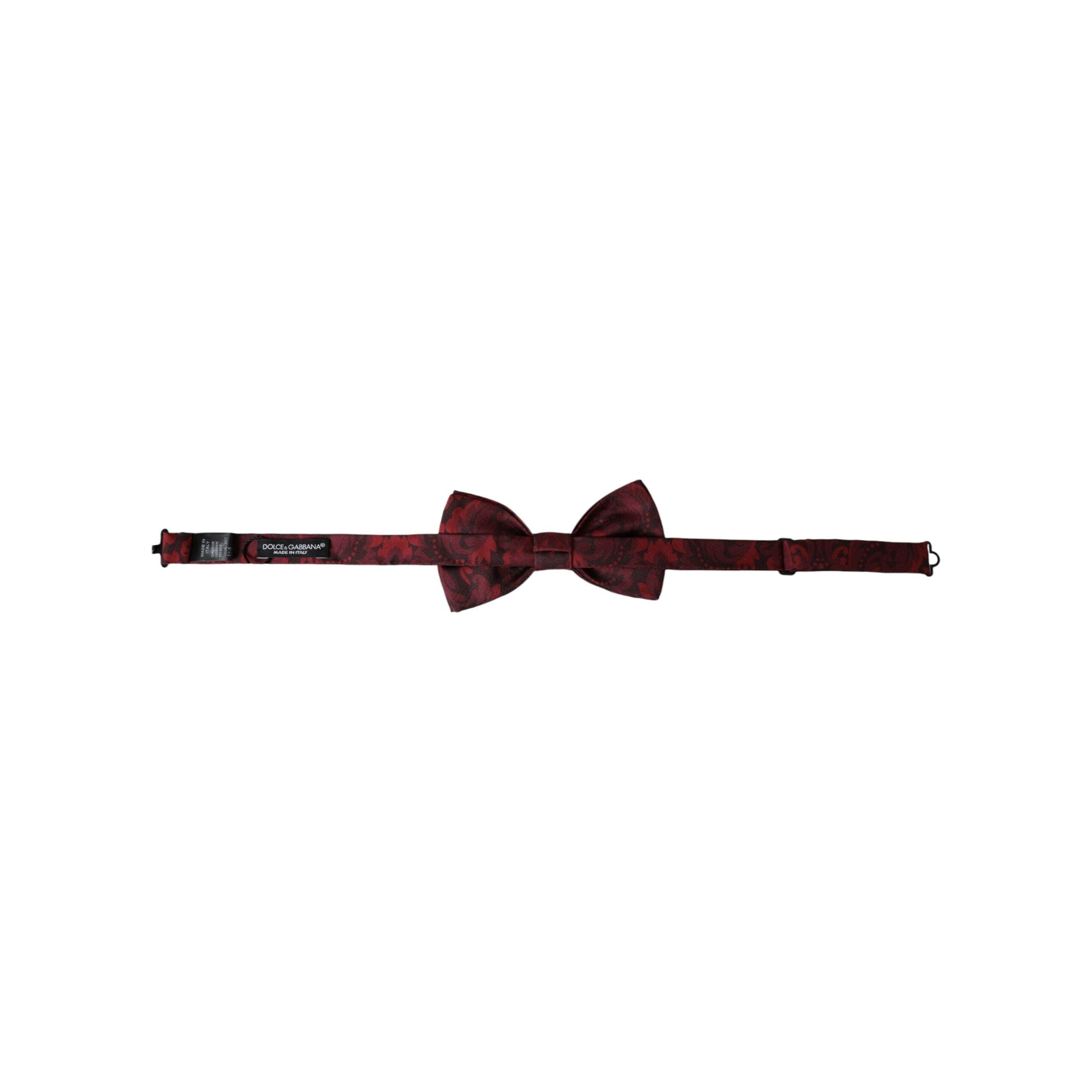 Dolce & Gabbana Red Silk Floral Adjustable Neck Bow Tie