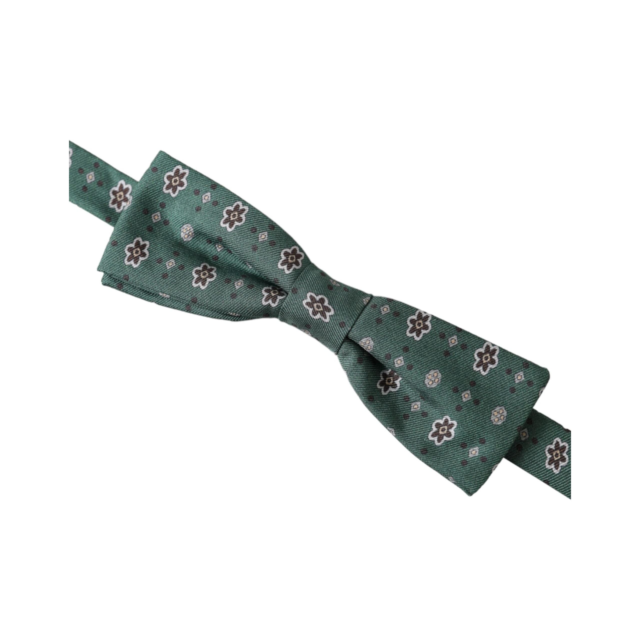 Dolce & Gabbana Mint Green Silk Floral Bow Tie