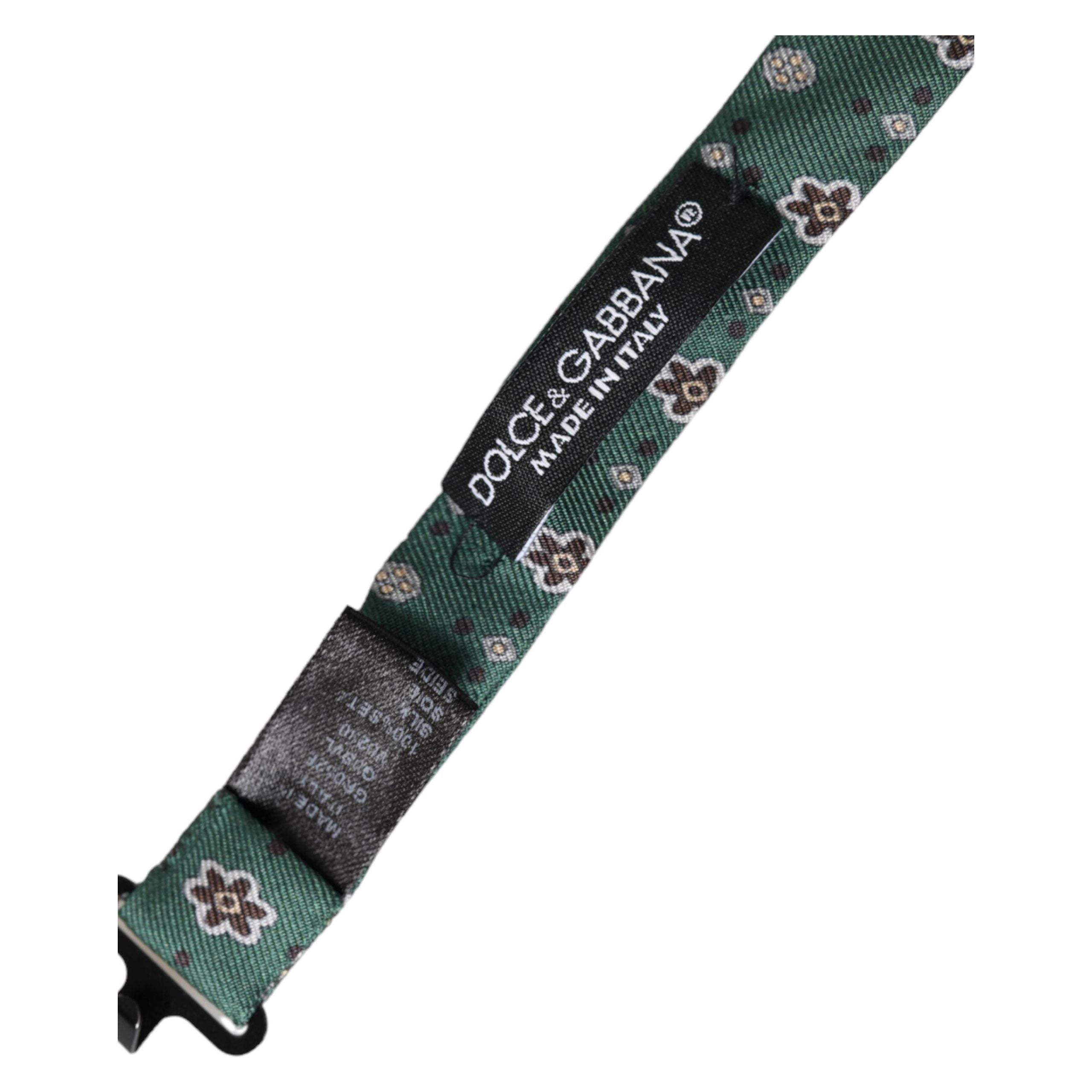Dolce & Gabbana Mint Green Silk Floral Bow Tie