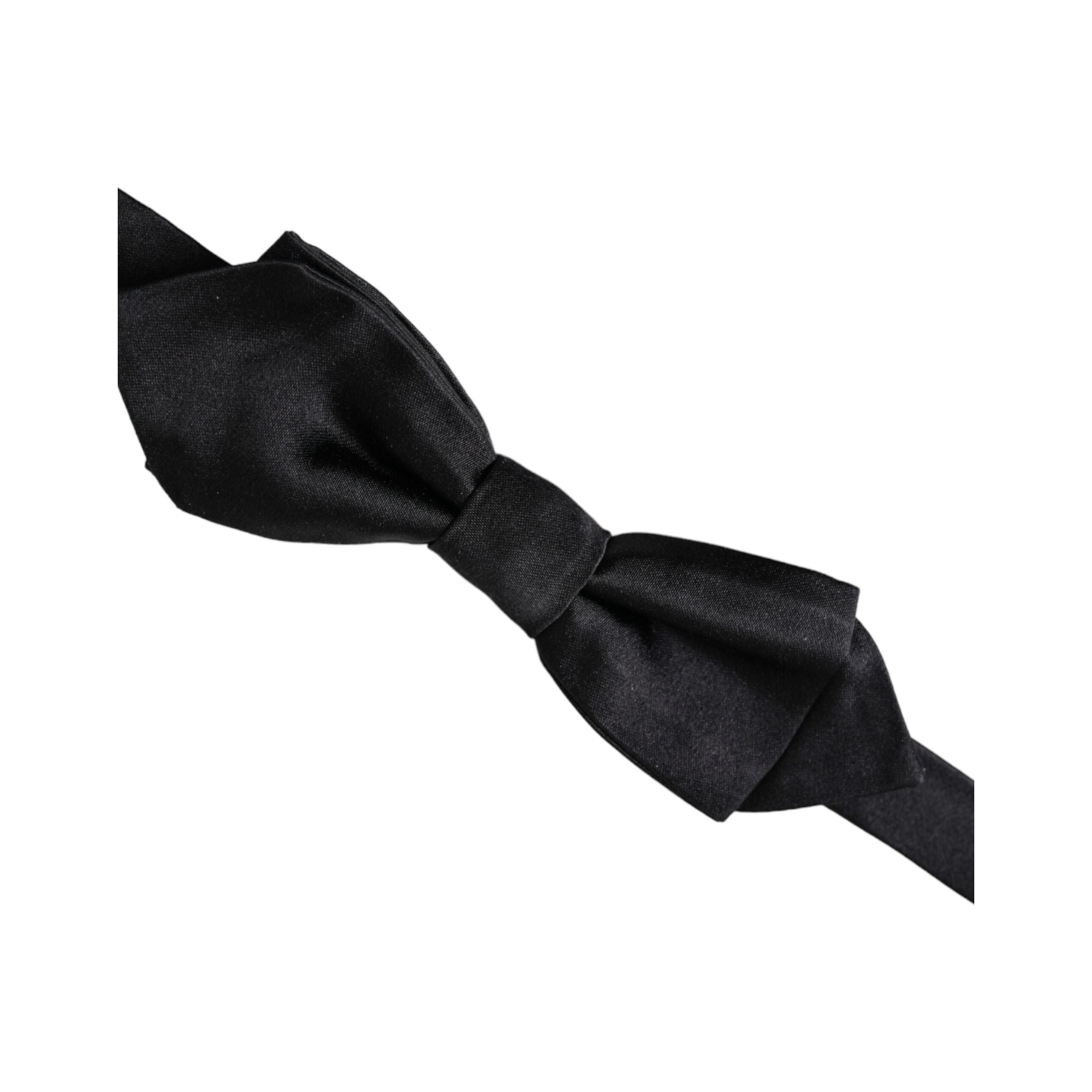 Dolce & Gabbana Black Silk Adjustable Neck Bow Tie