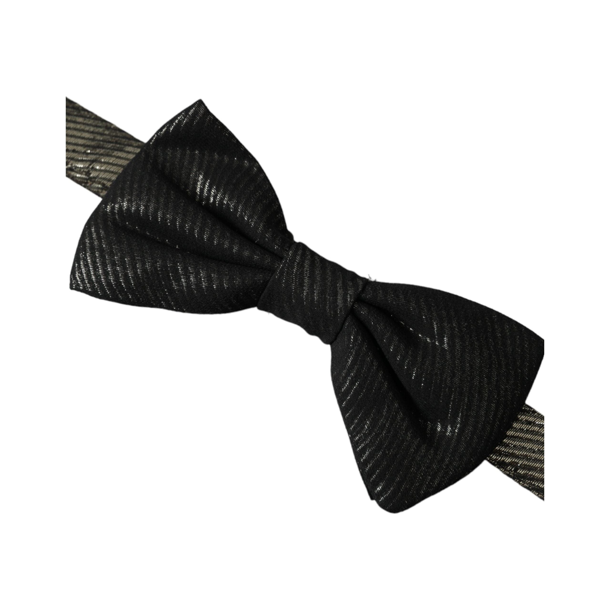 Dolce & Gabbana Black Fantasy Silk Adjustable Neck Bow Tie