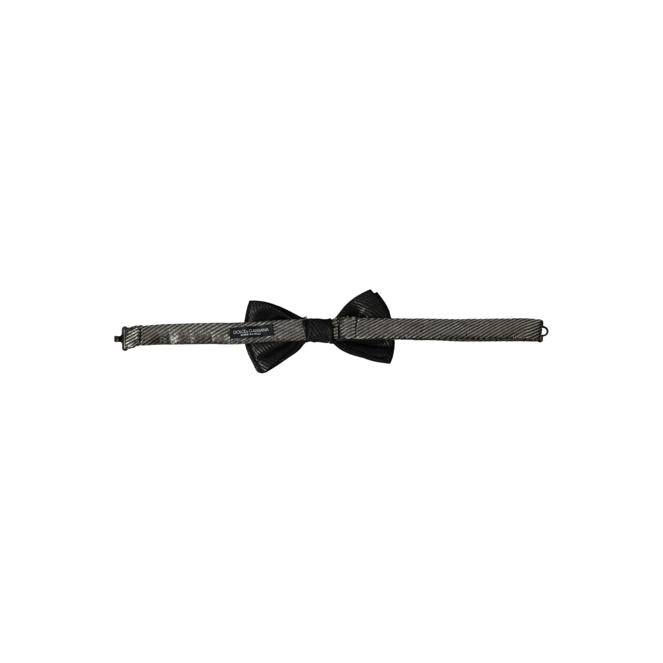 Dolce & Gabbana Black Fantasy Silk Adjustable Neck Bow Tie