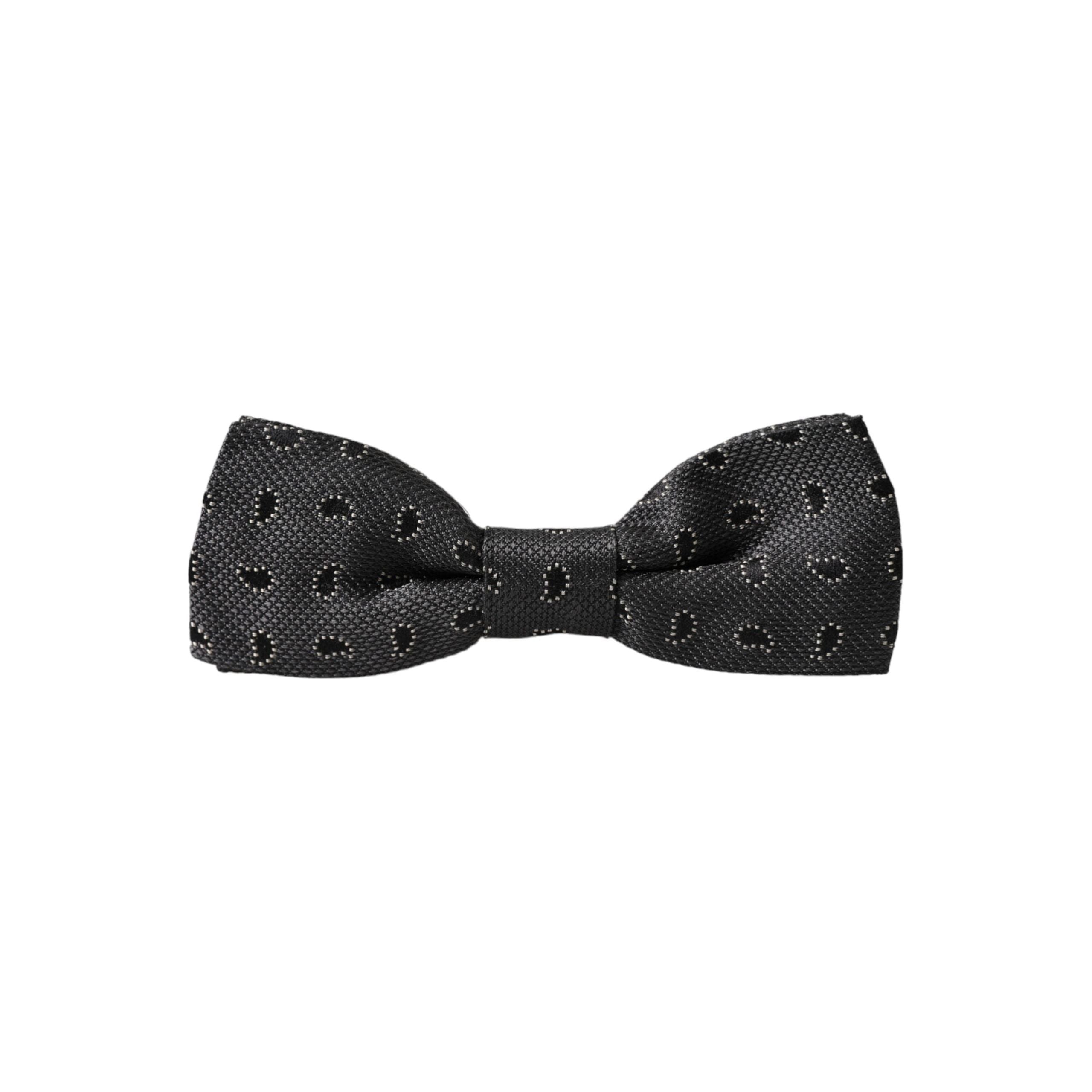 Dolce & Gabbana Black Silk Patterned Bow Tie