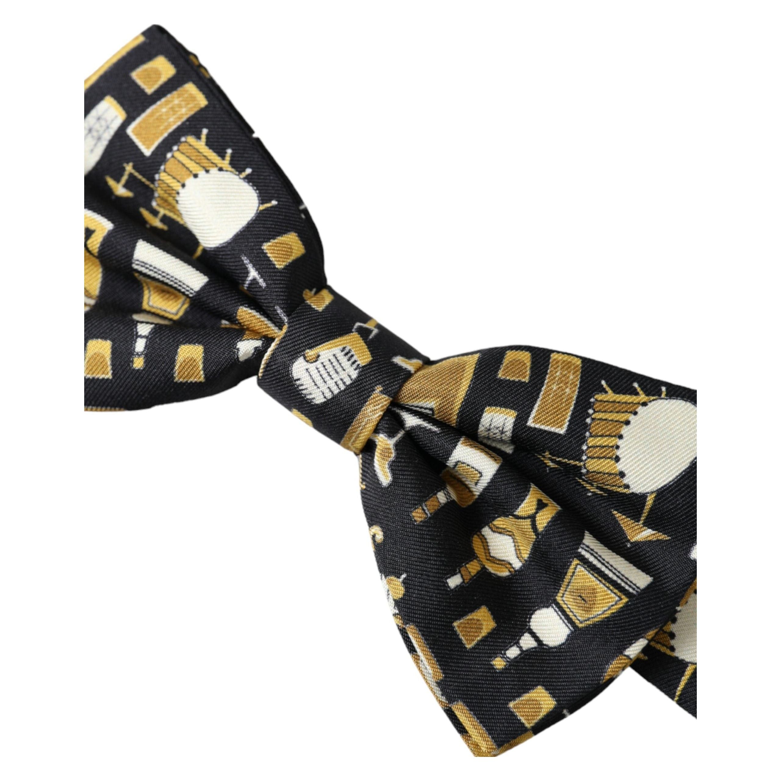 Dolce & Gabbana Black Silk Cocktail Adjustable Neck Bow Tie