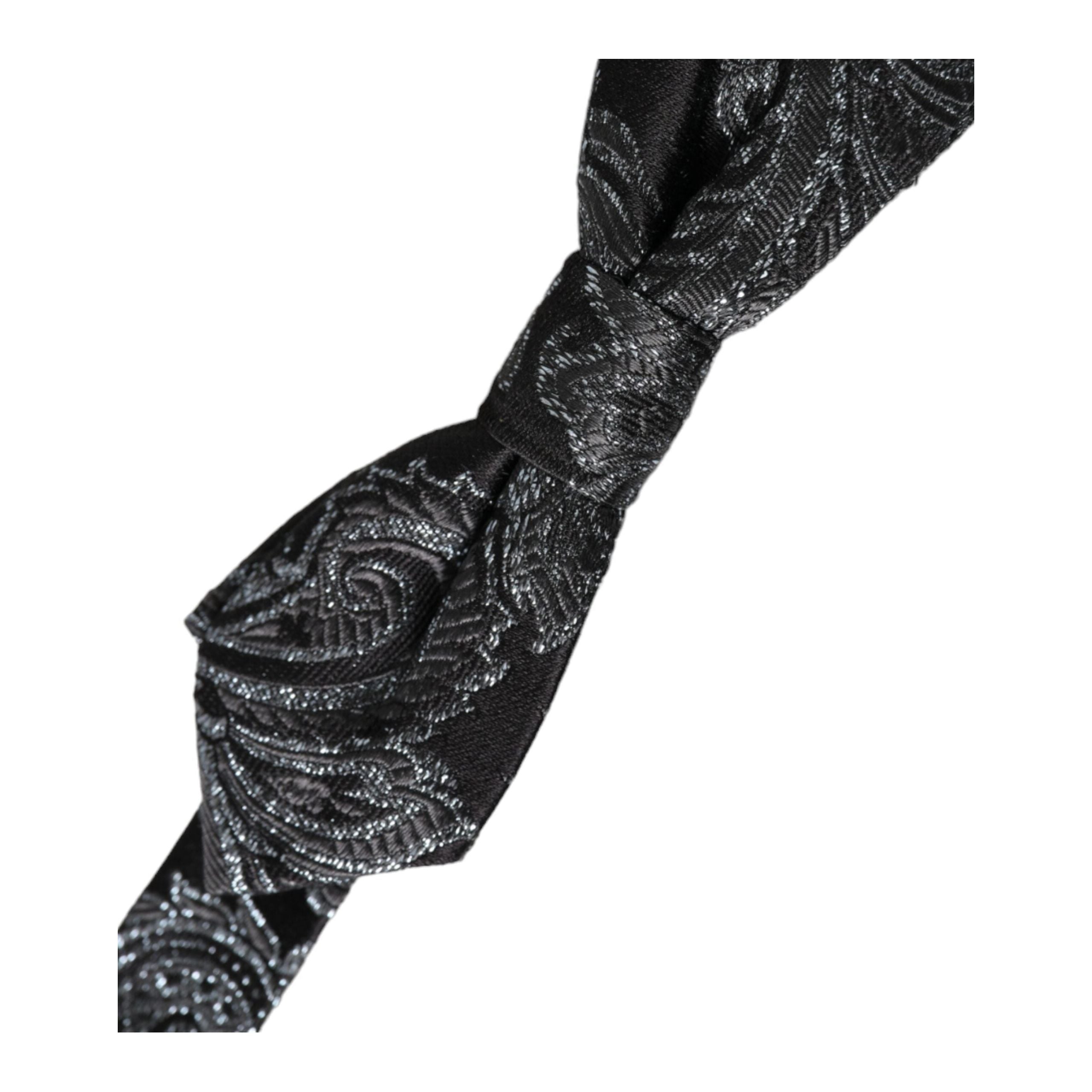 Dolce & Gabbana Black Silk Jacquard Adjustable Bow Tie