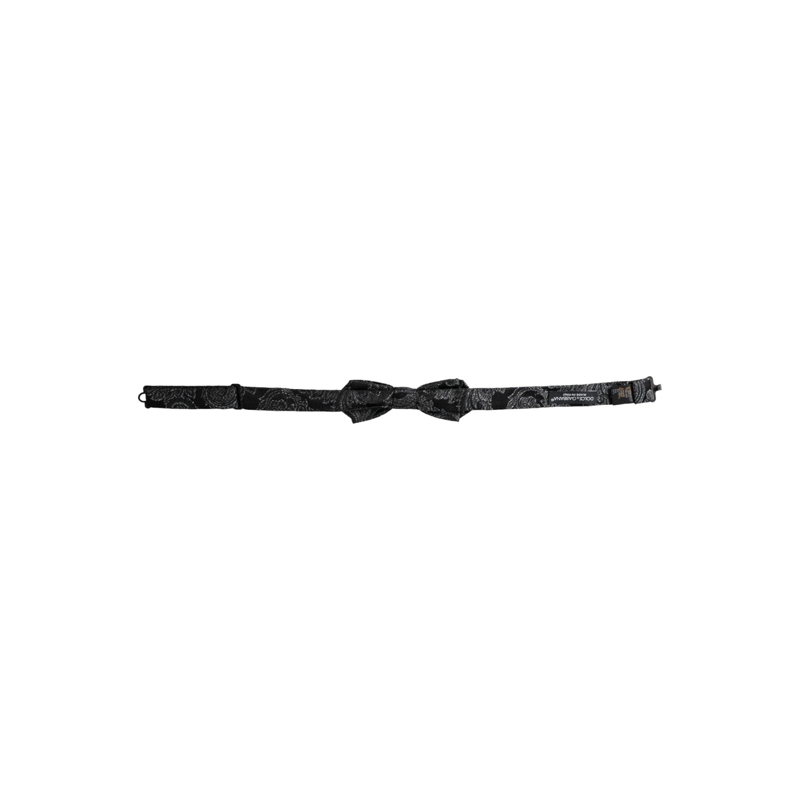 Dolce & Gabbana Black Silk Jacquard Adjustable Bow Tie