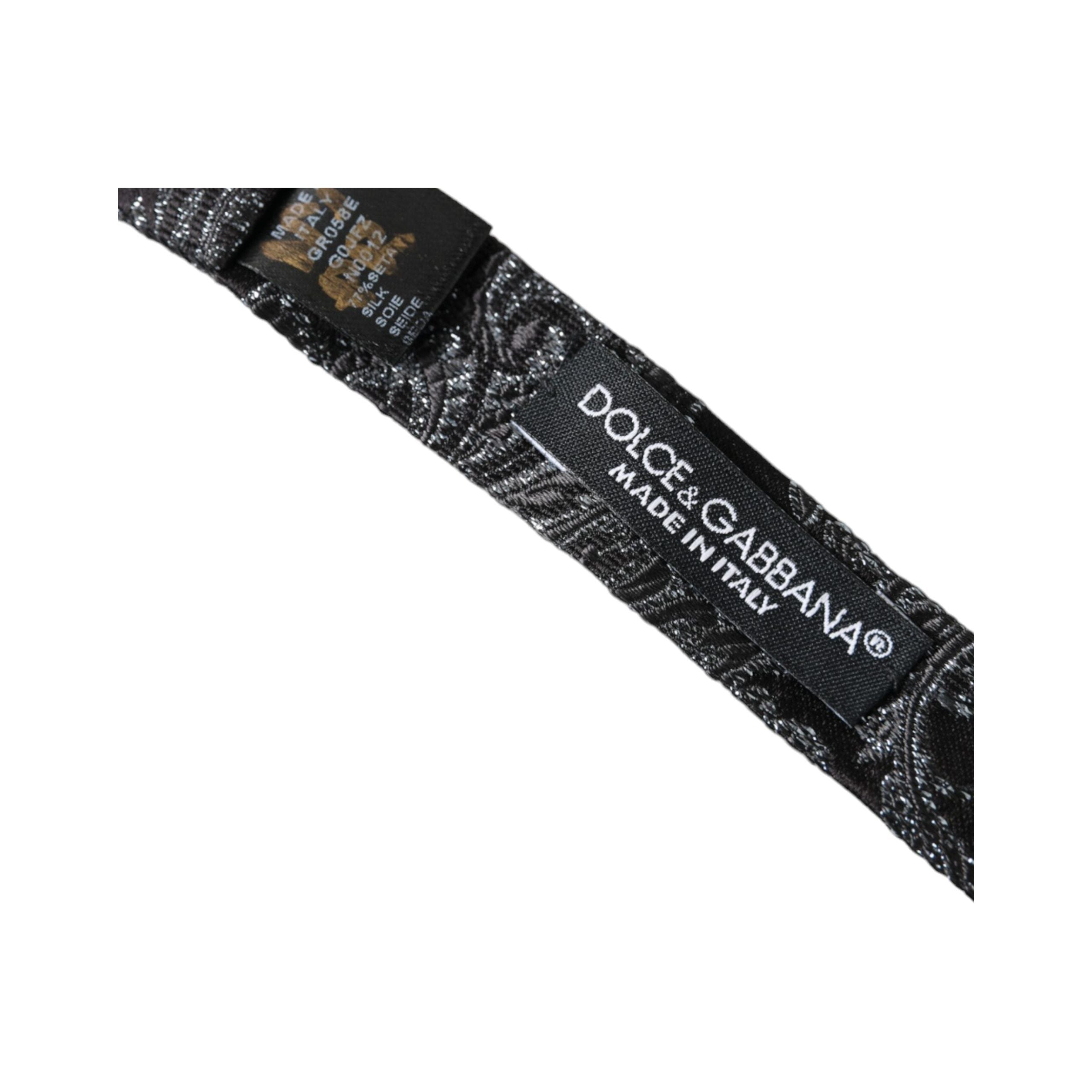 Dolce & Gabbana Black Silk Jacquard Adjustable Bow Tie