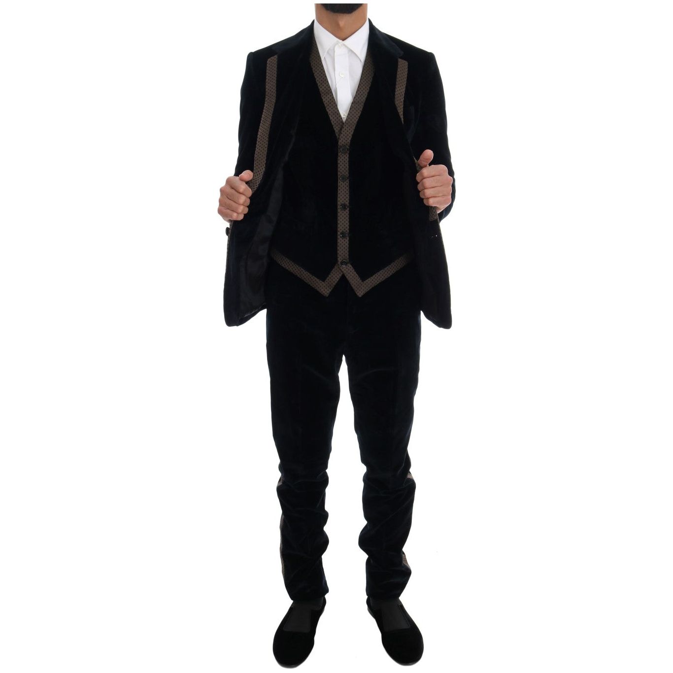 Dolce & Gabbana Blue Wool Three-Piece Slim Fit Suit