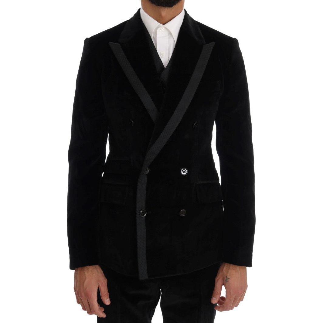 Dolce & Gabbana Black Wool Three-Piece Suit