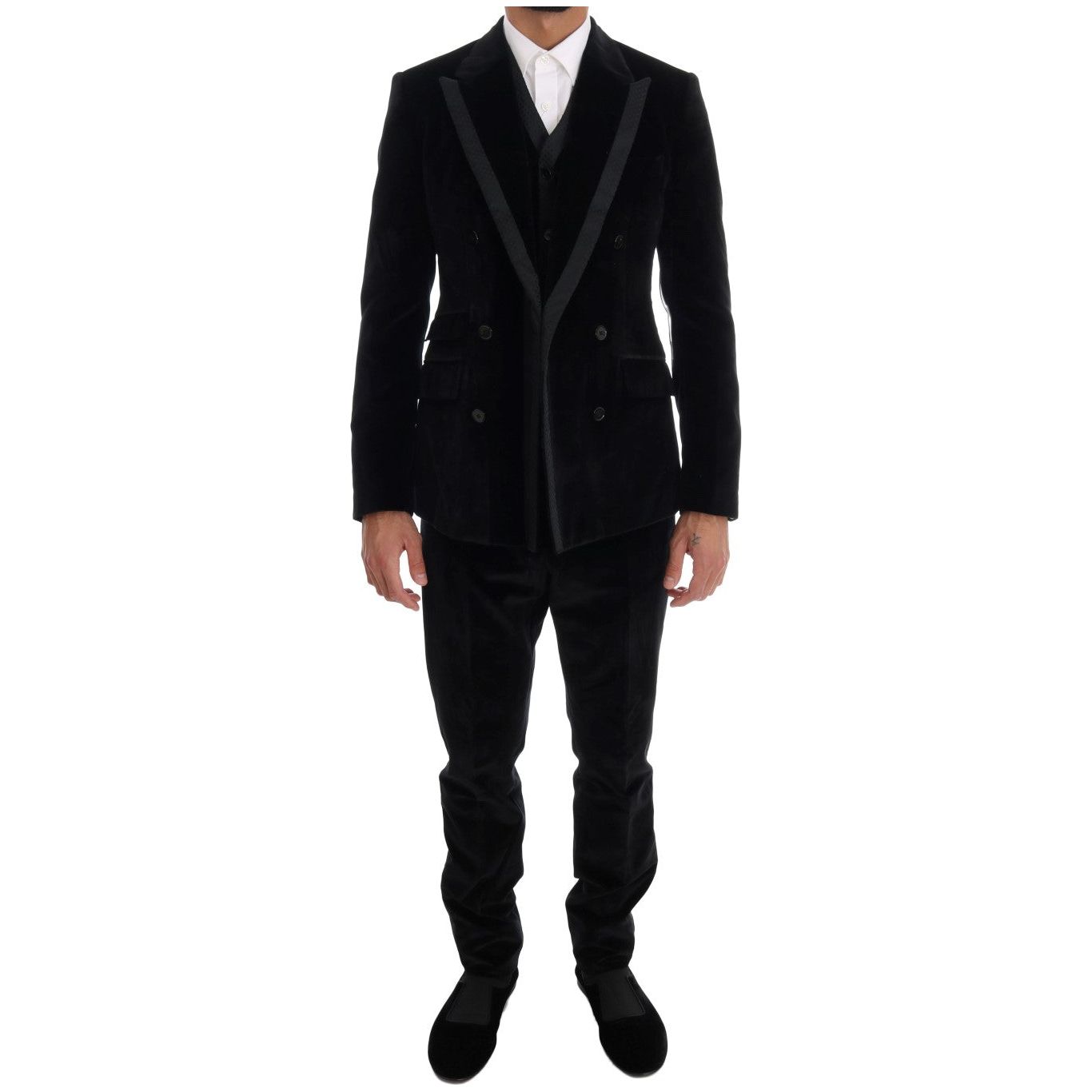 Dolce & Gabbana Black Wool Three-Piece Suit