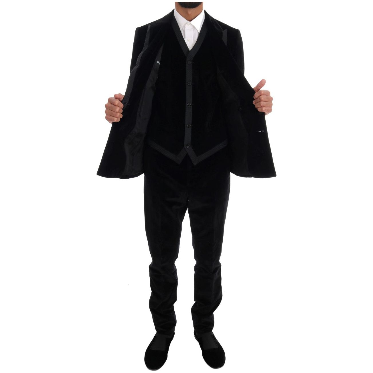 Dolce & Gabbana Black Wool Three-Piece Suit