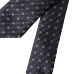 Dolce & Gabbana Black Blue Polka Dot Silk Adjustable Tie