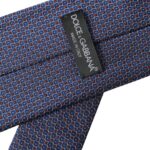 Dolce & Gabbana Navy Blue Silk Patterned Adjustable Tie