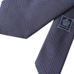 Dolce & Gabbana Navy Blue Silk Patterned Adjustable Tie