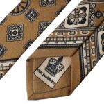 Dolce & Gabbana Yellow 100% Silk Wheel Print Adjustable Tie
