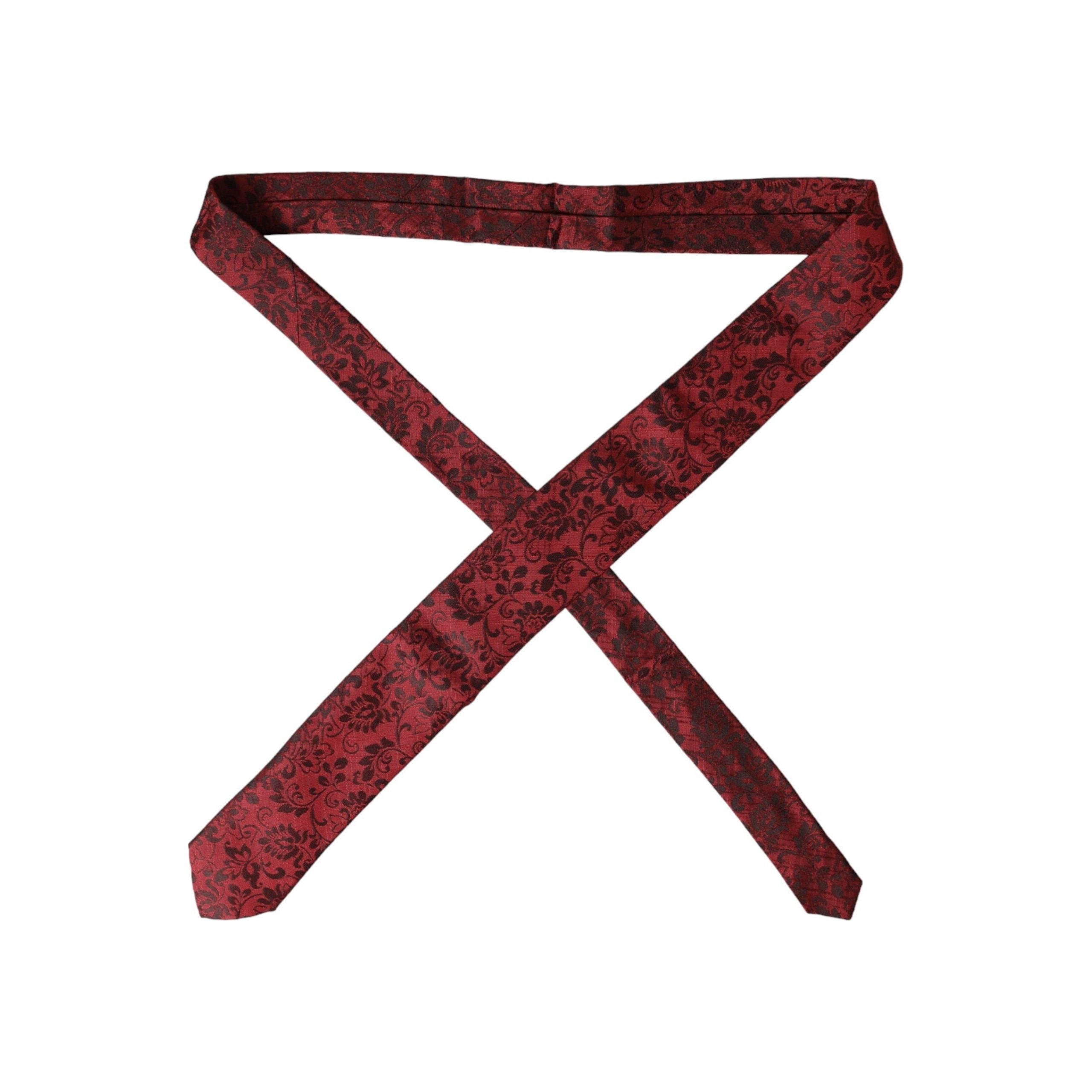 Dolce & Gabbana Red Floral Brocade Silk Adjustable Tie