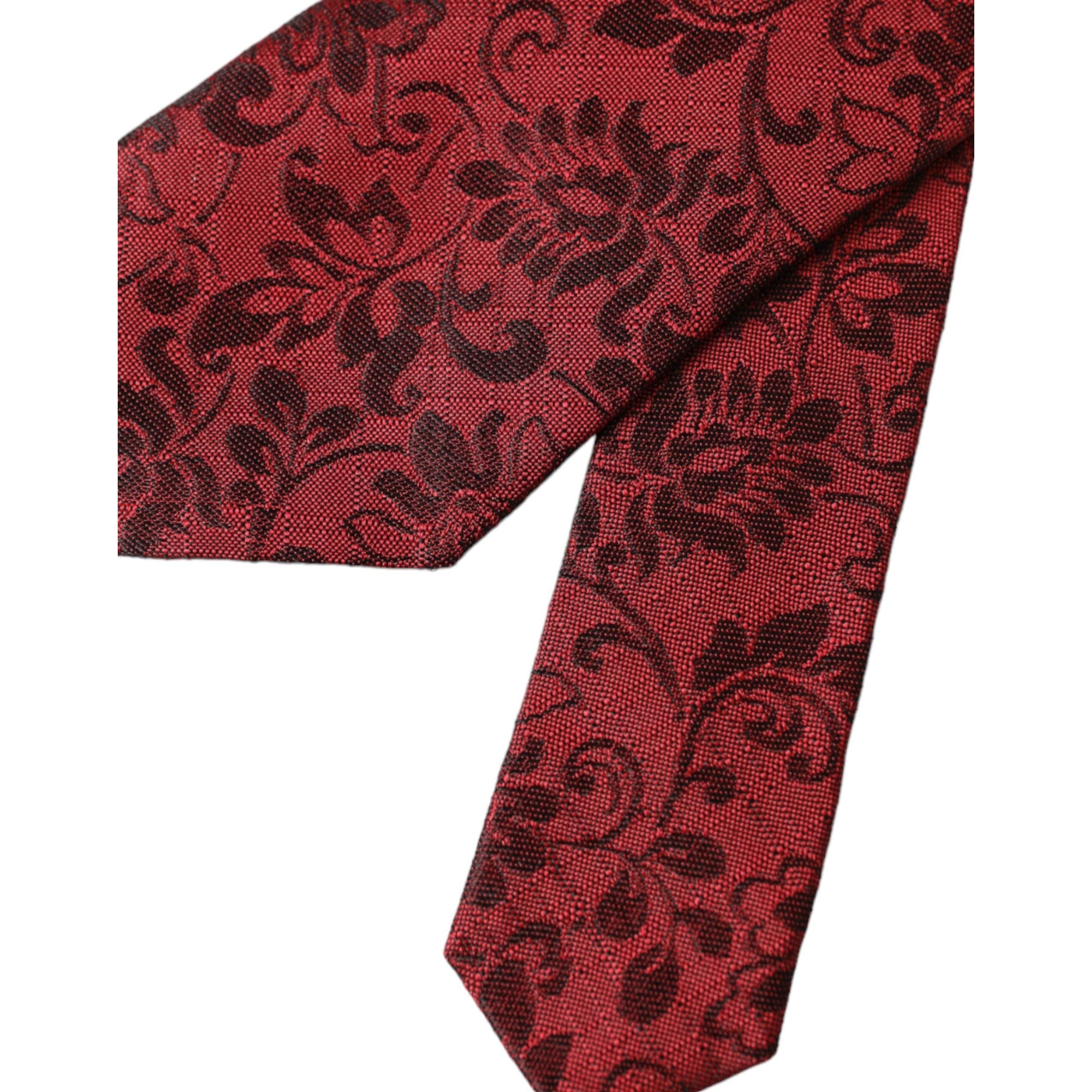 Dolce & Gabbana Red Floral Brocade Silk Adjustable Tie