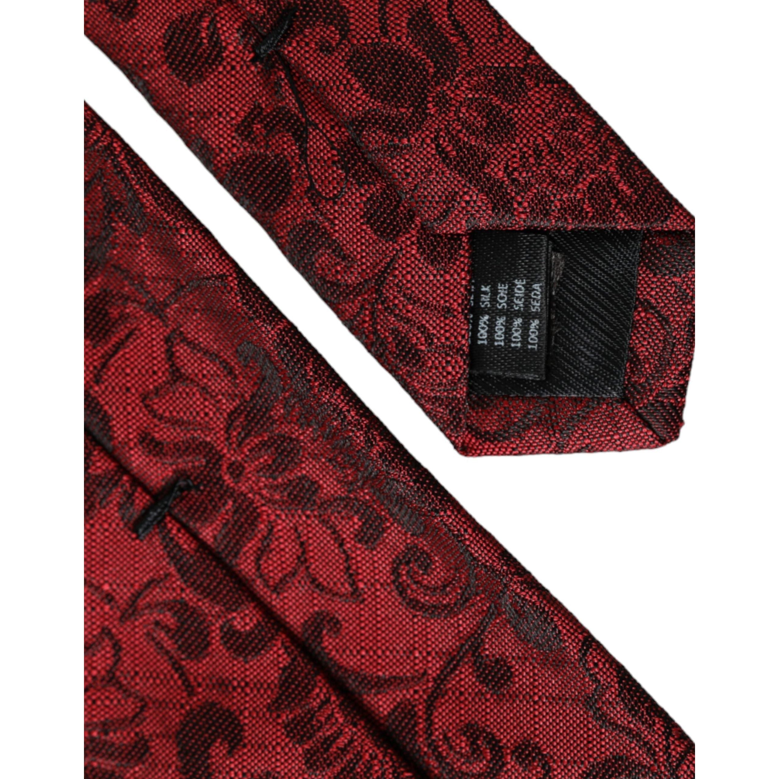 Dolce & Gabbana Red Floral Brocade Silk Adjustable Tie