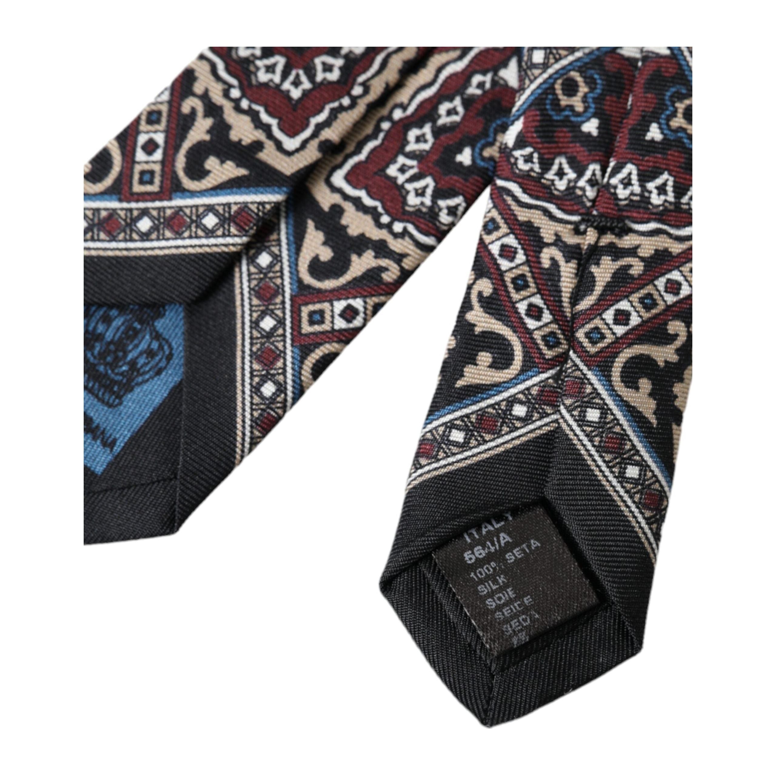 Dolce & Gabbana Black Printed 100% Silk Adjustable Tie