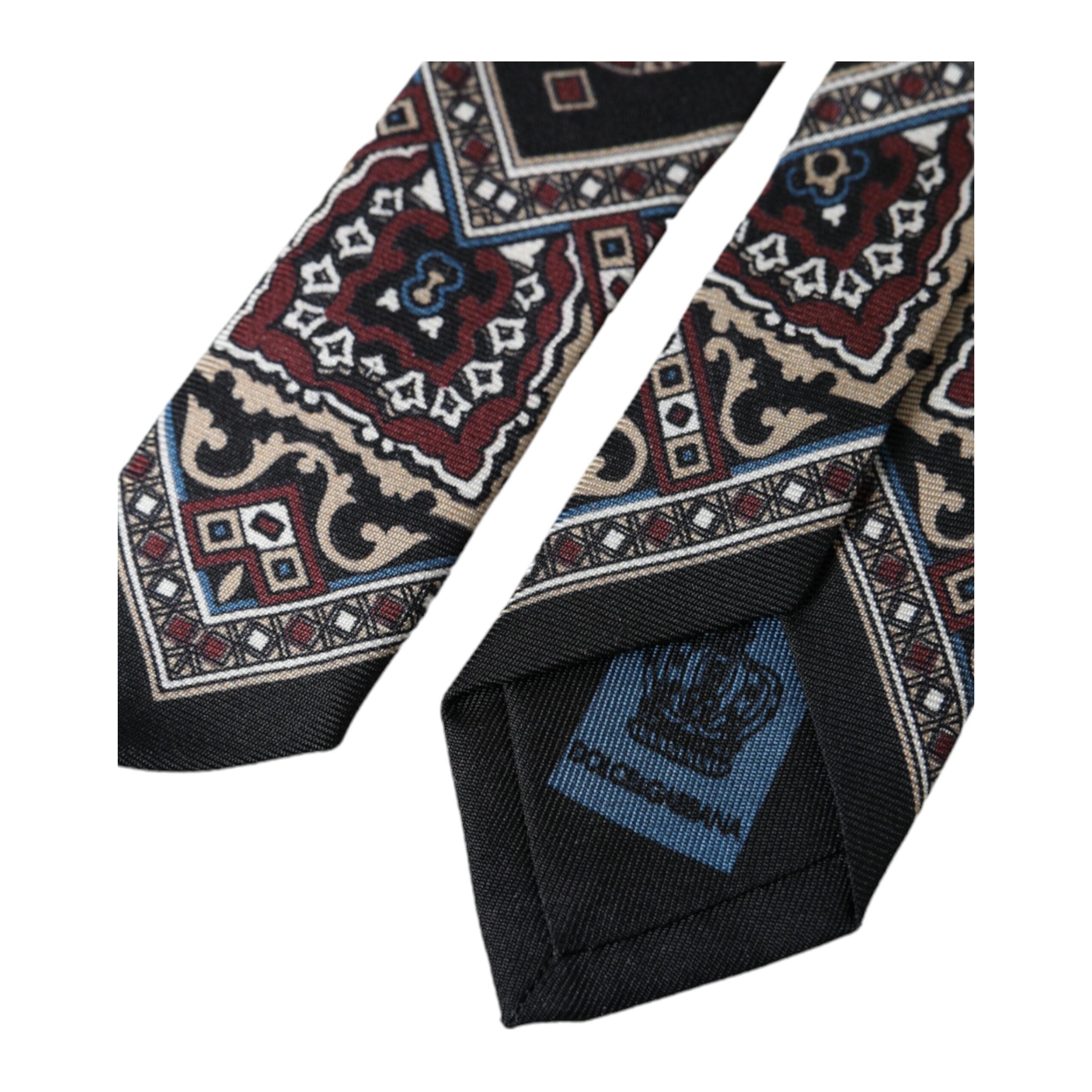 Dolce & Gabbana Black Printed 100% Silk Adjustable Tie