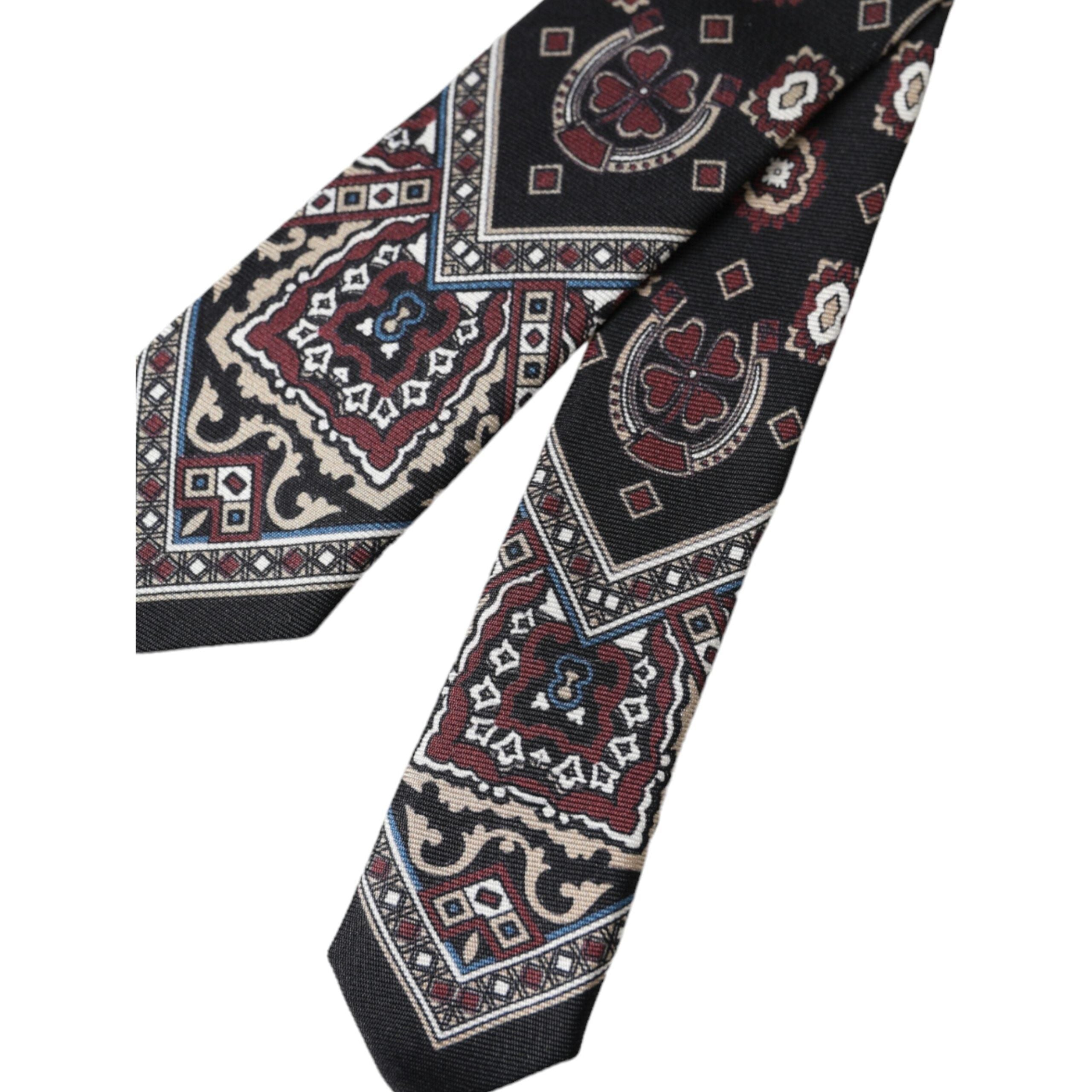 Dolce & Gabbana Black Printed 100% Silk Adjustable Tie