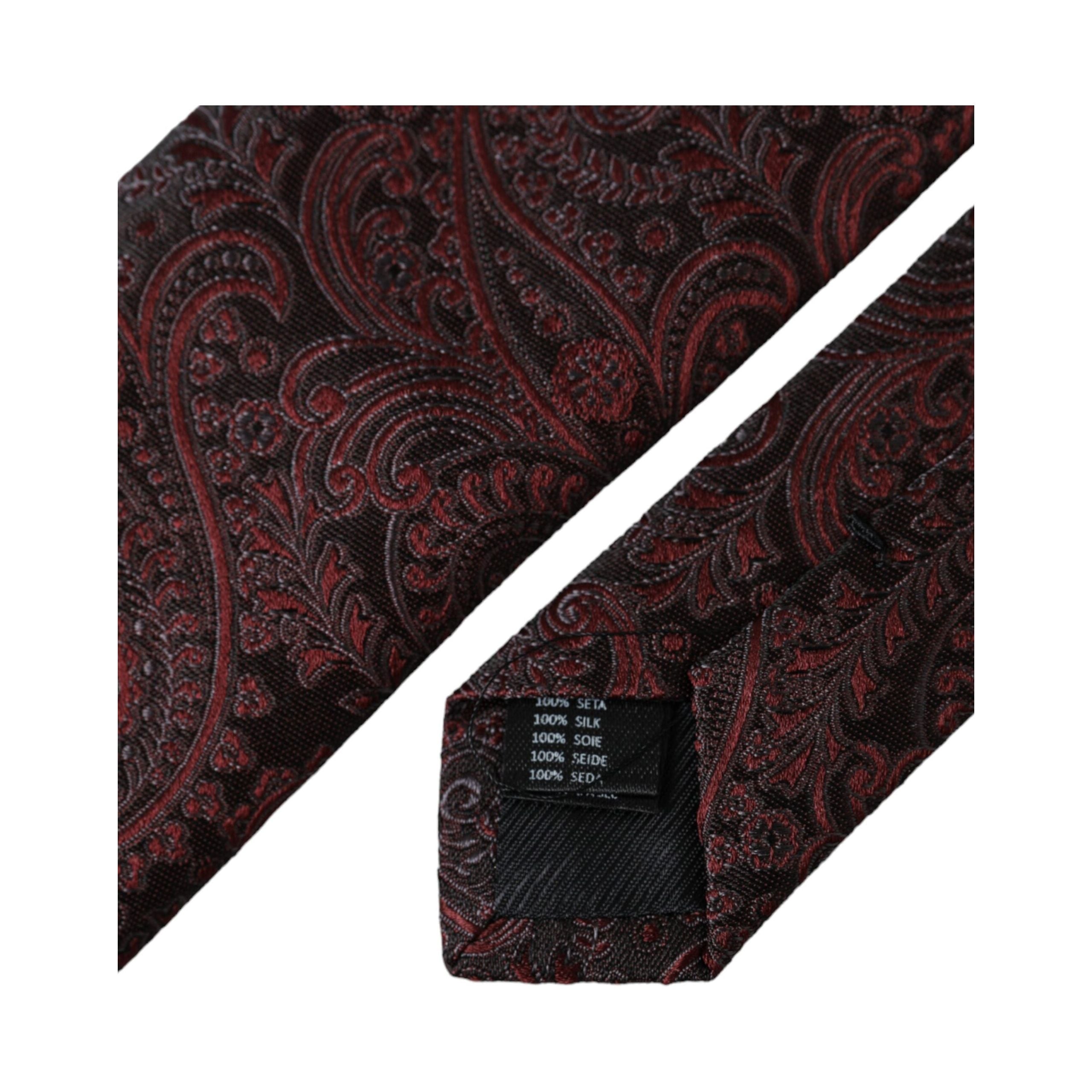 Dolce & Gabbana Bordeaux Silk Patterned Adjustable Tie