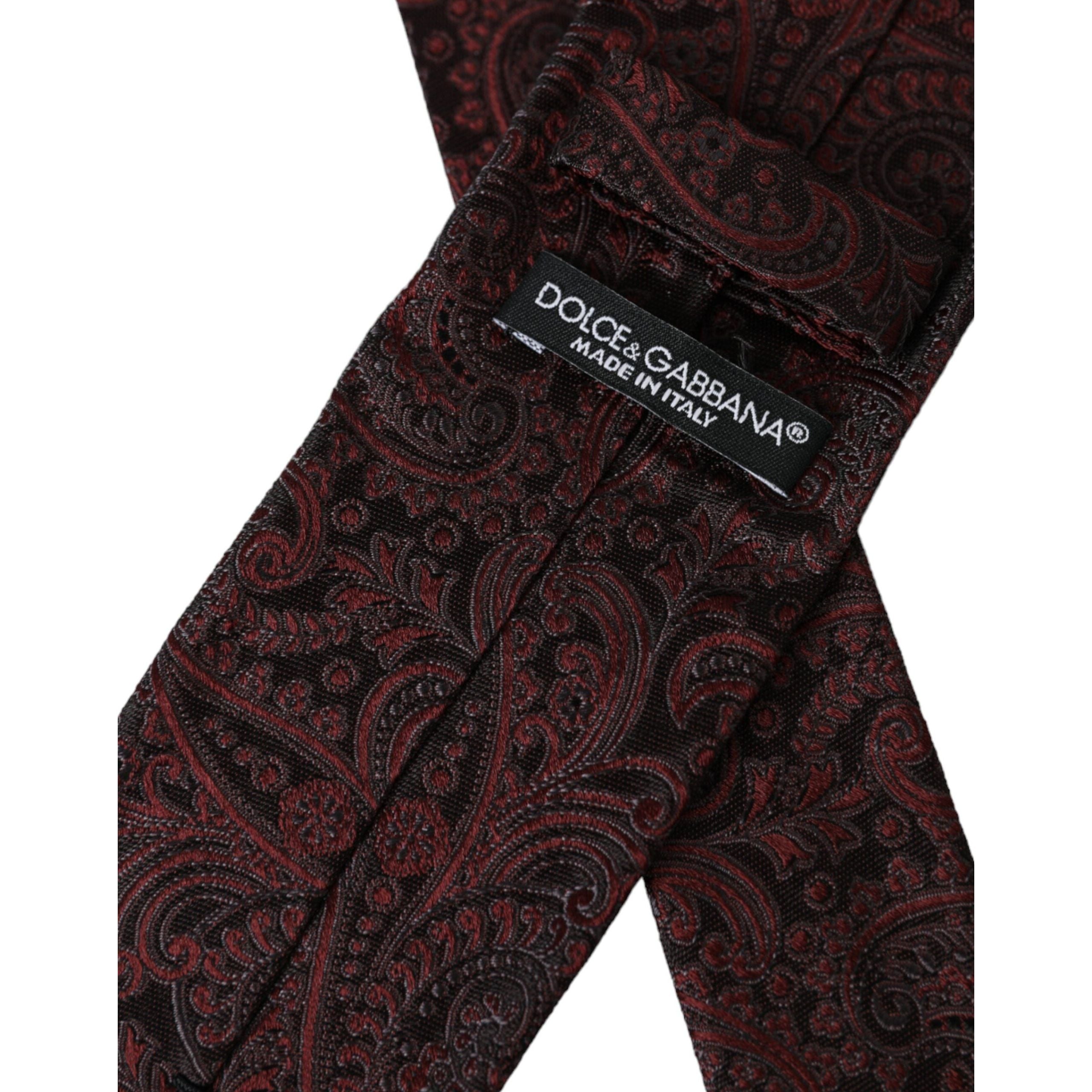 Dolce & Gabbana Bordeaux Silk Patterned Adjustable Tie