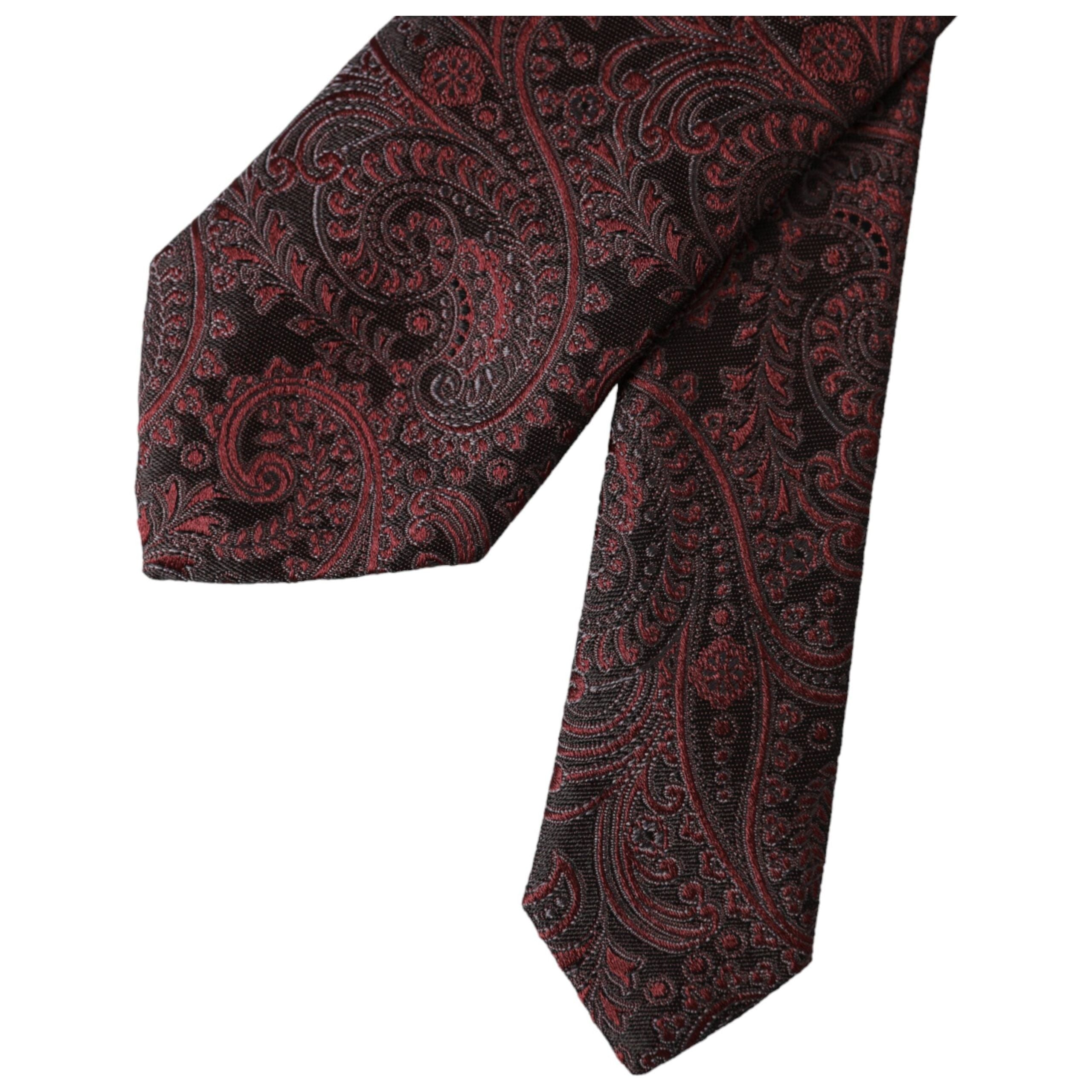 Dolce & Gabbana Bordeaux Silk Patterned Adjustable Tie