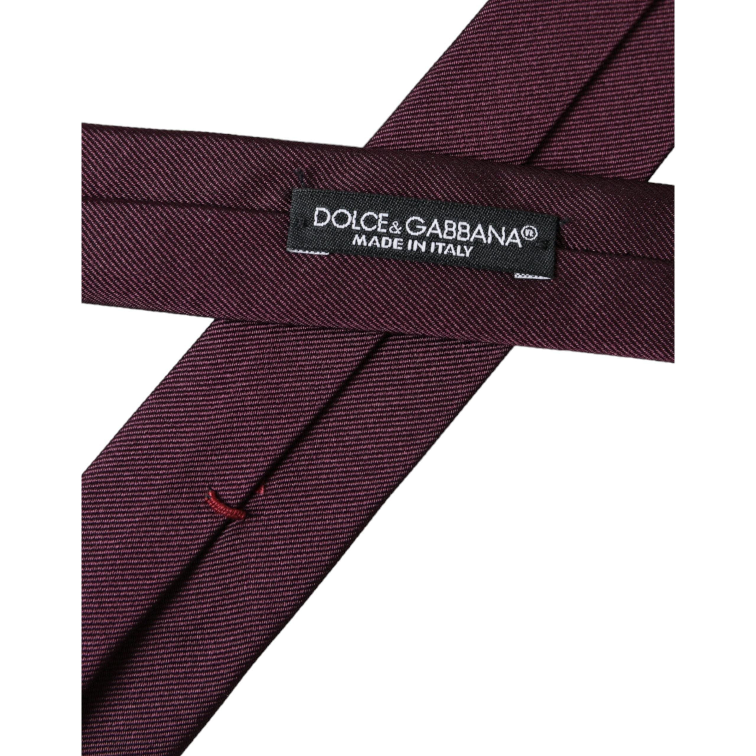 Dolce & Gabbana Bordeaux Solid 100% Silk Adjustable Tie